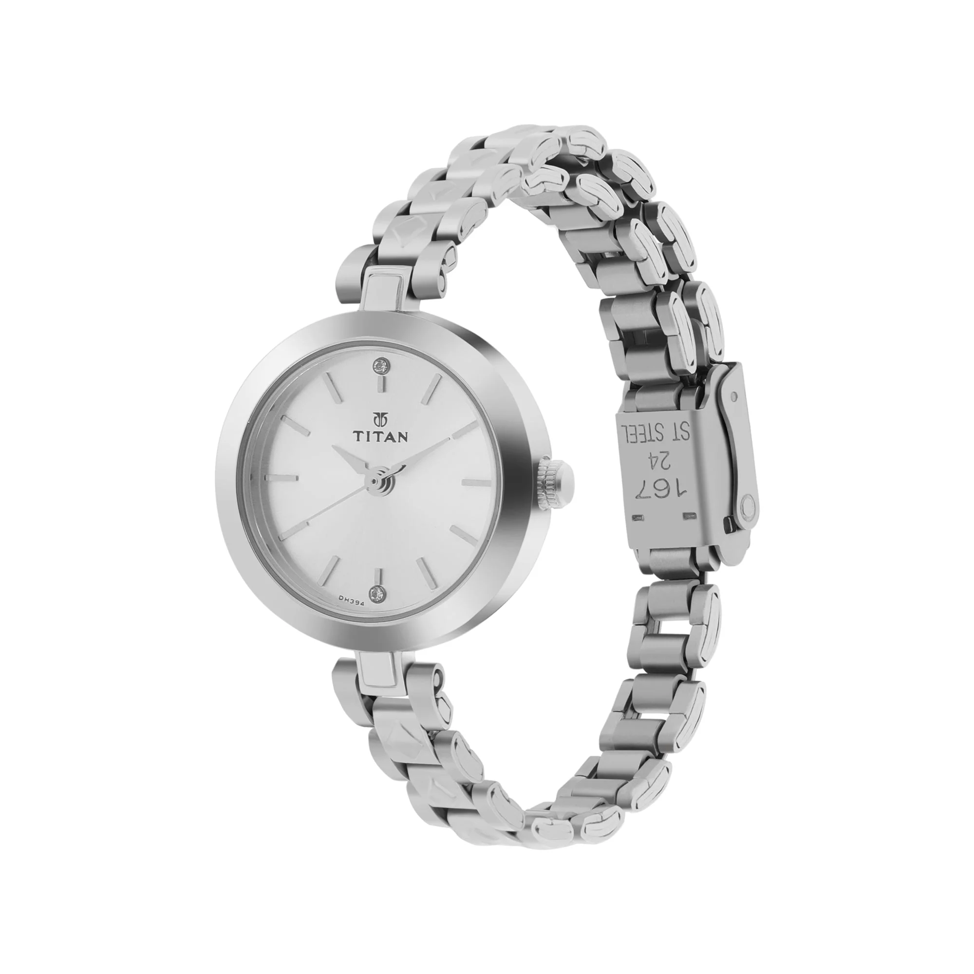 Titan Quartz Analog Silver Dial Stainless Steel Strap Watch for Women - Image 2