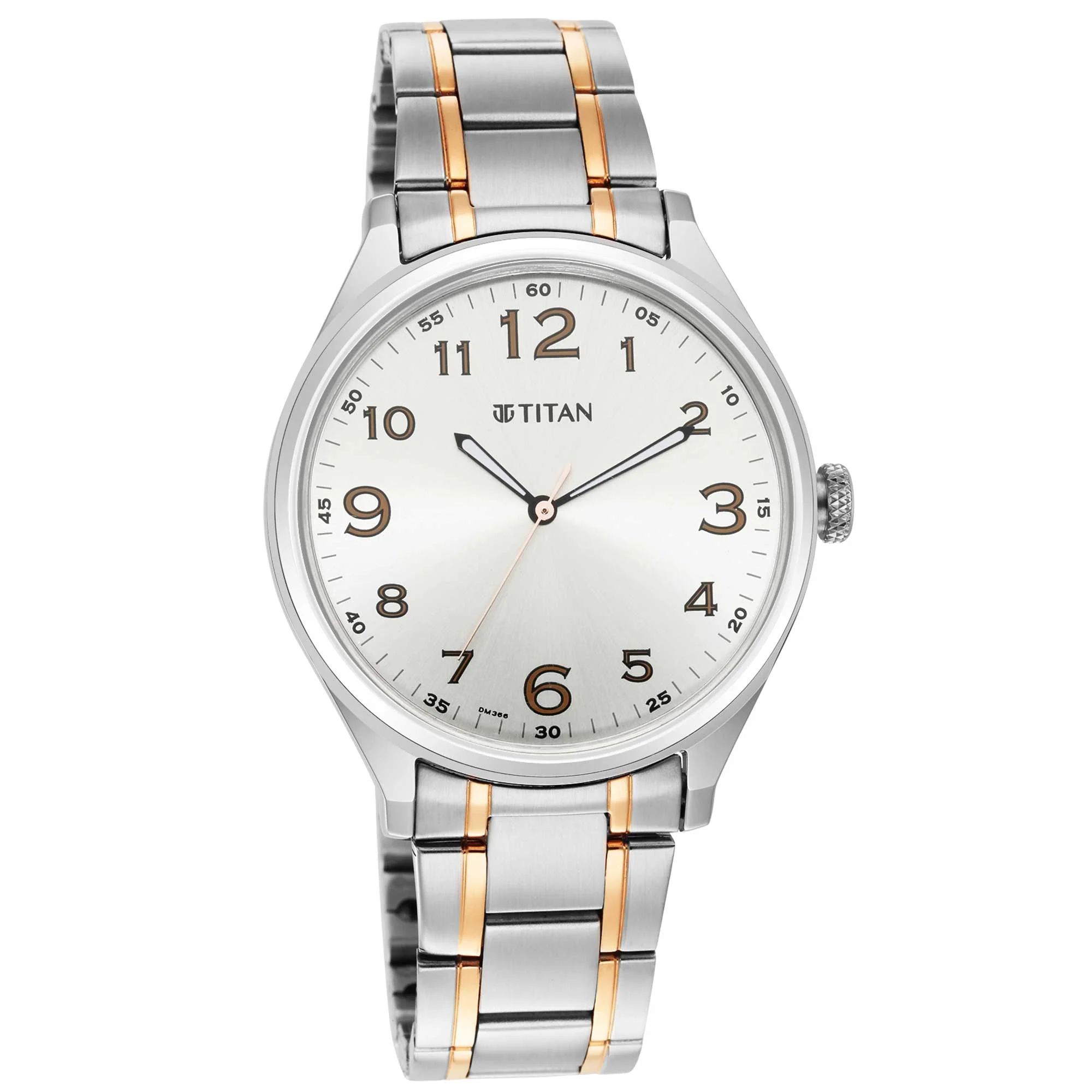 Titan Quartz Analog Silver White Dial Stainless Steel Strap Watch for Men - Image 2