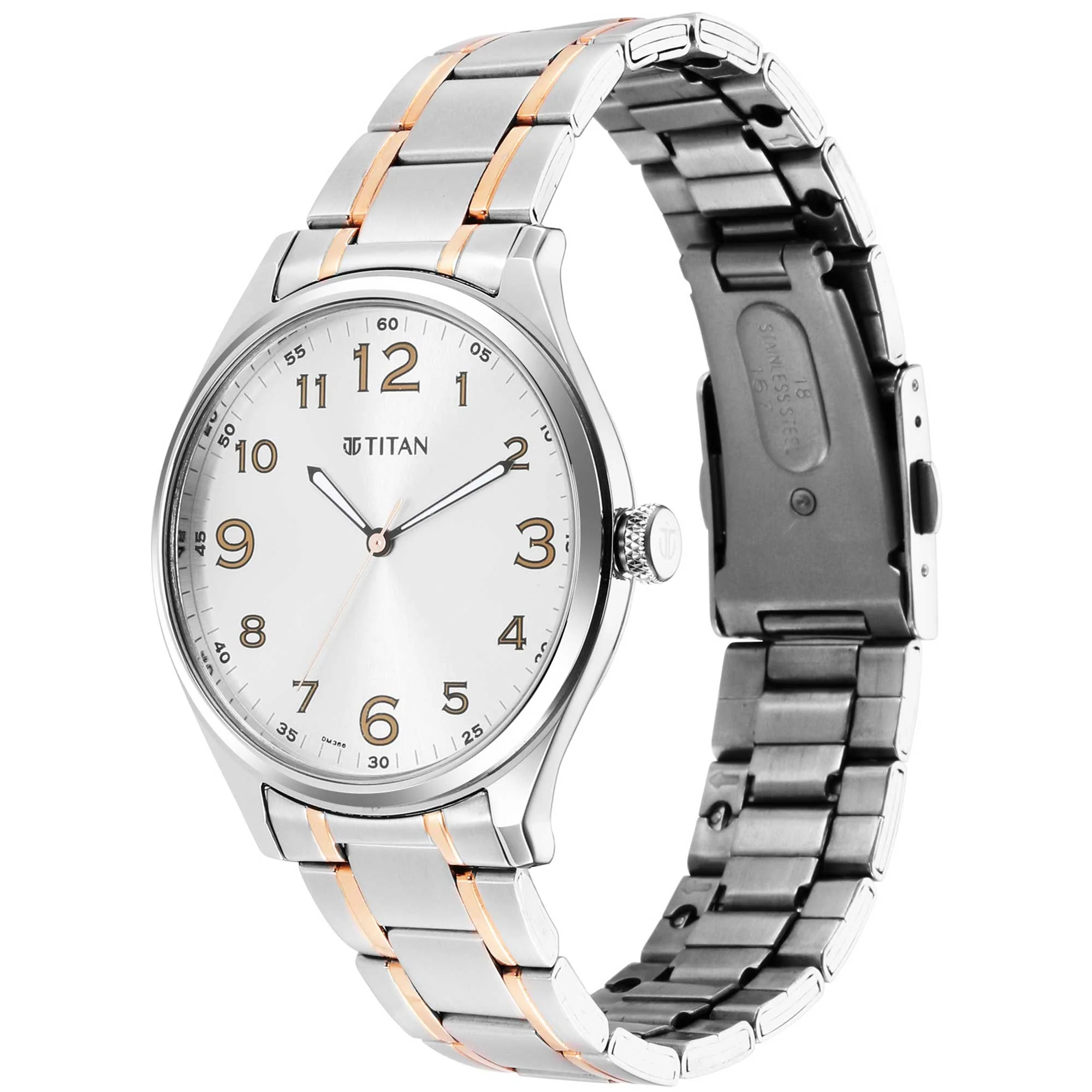 Titan Quartz Analog Silver White Dial Stainless Steel Strap Watch for Men - Image 3