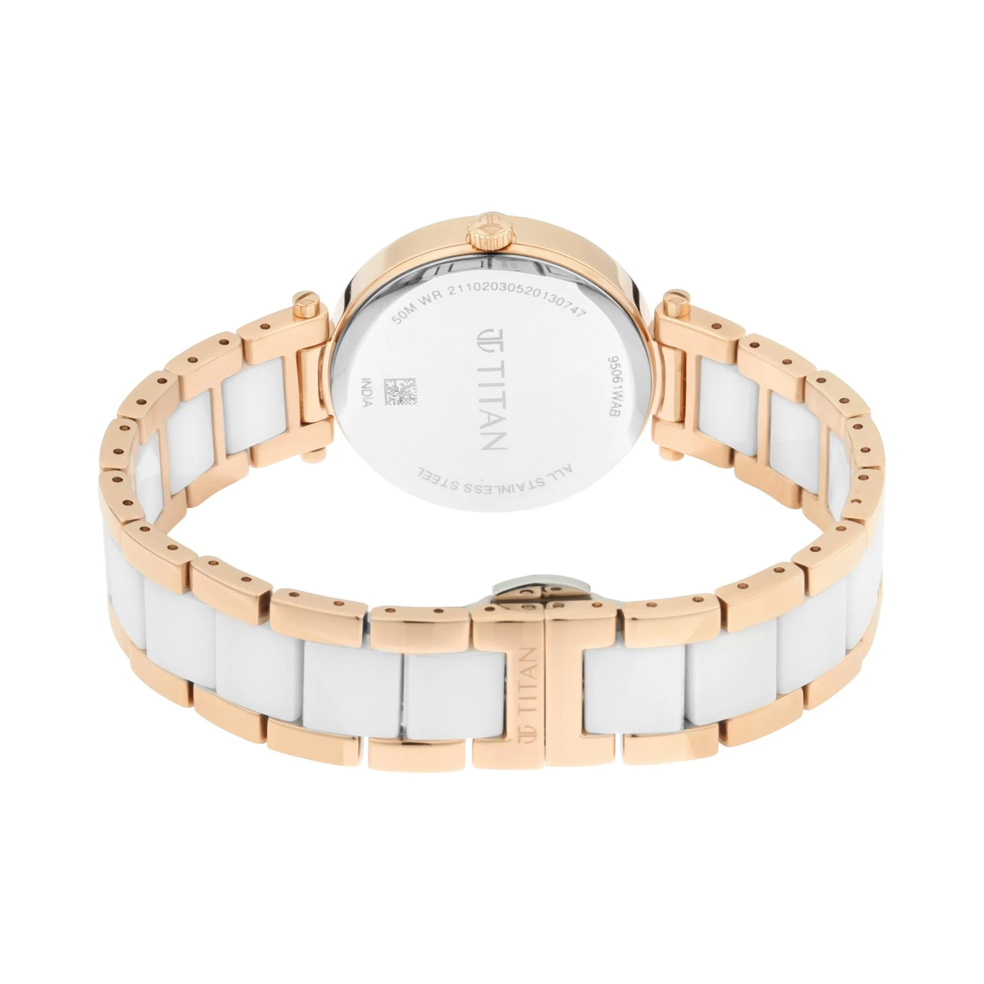 Titan Quartz Analog White Dial Ceramic Strap Watch for Women - Image 6