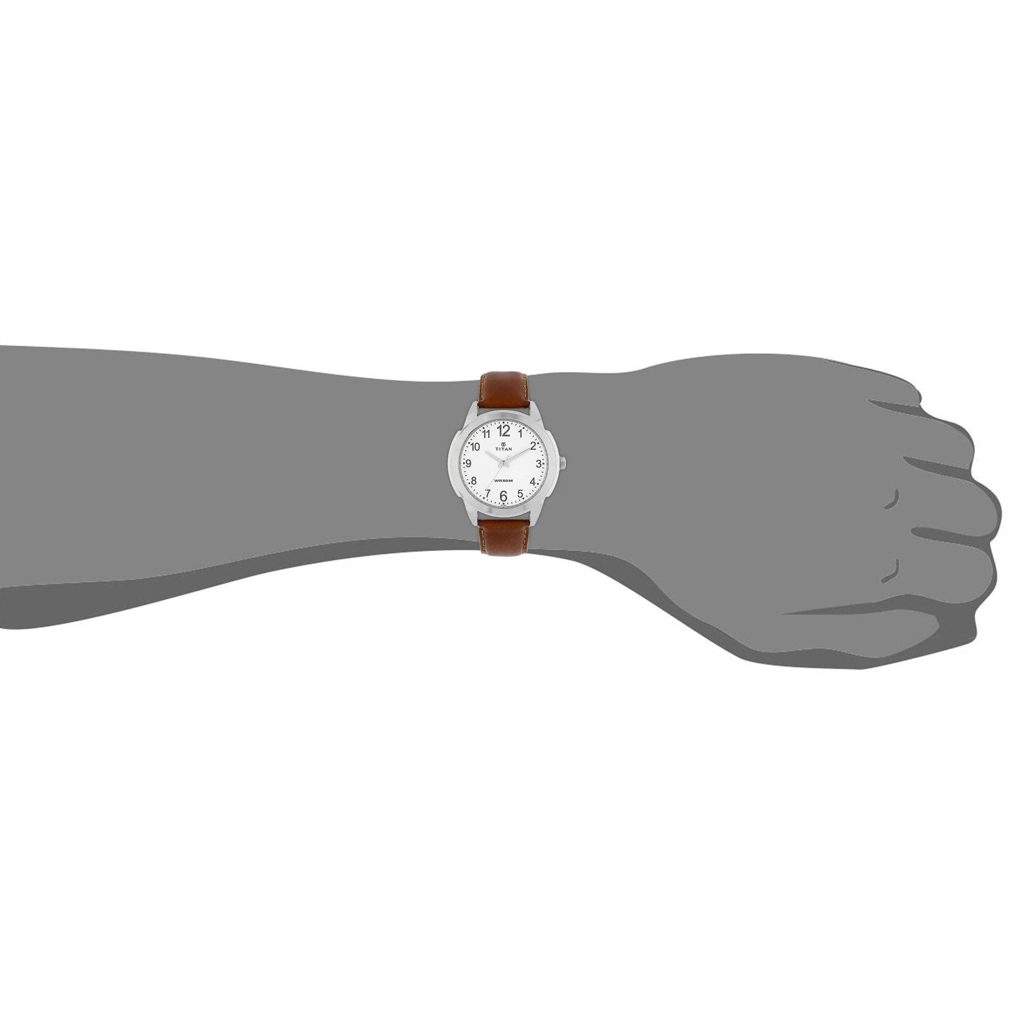 Titan Quartz Analog White Dial Leather Strap Watch for Men - Image 5