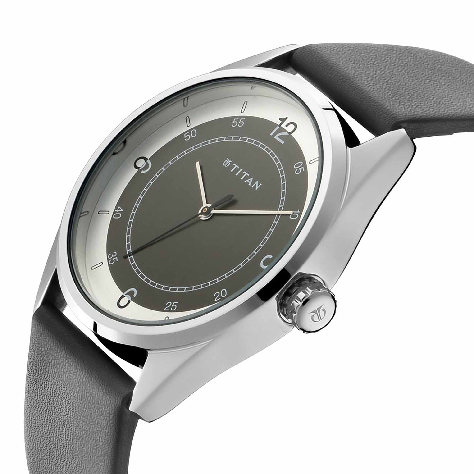 Titan Quartz Analog White Dial Leather Strap Watch for Men - Image 2
