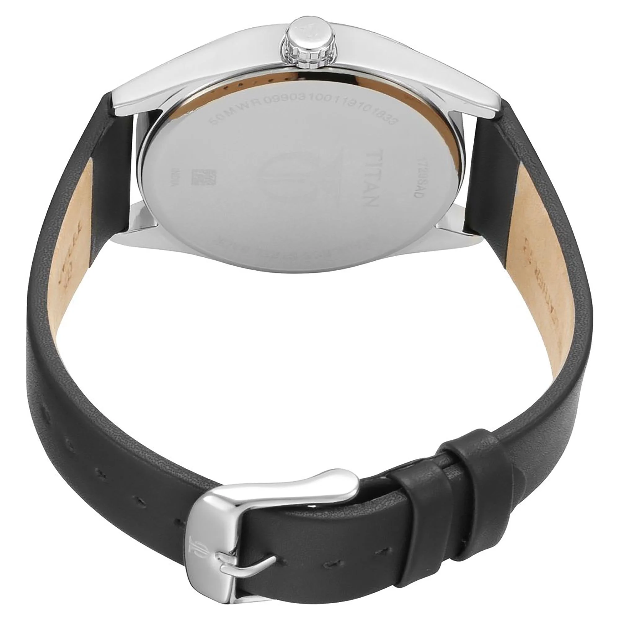 Titan Quartz Analog White Dial Leather Strap Watch for Men - Image 4