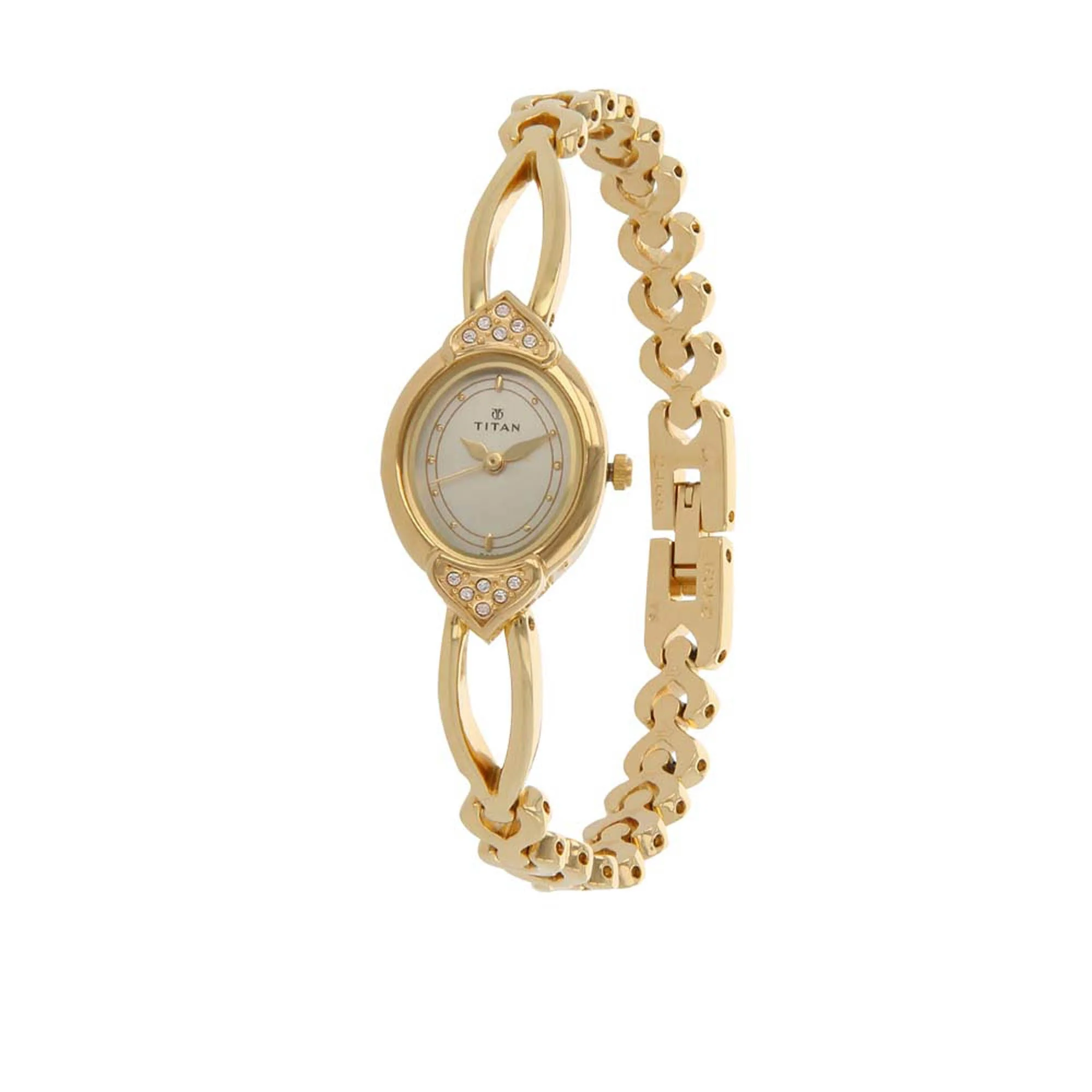 Titan Quartz Analog White Dial Metal Strap Watch for Women - Image 2
