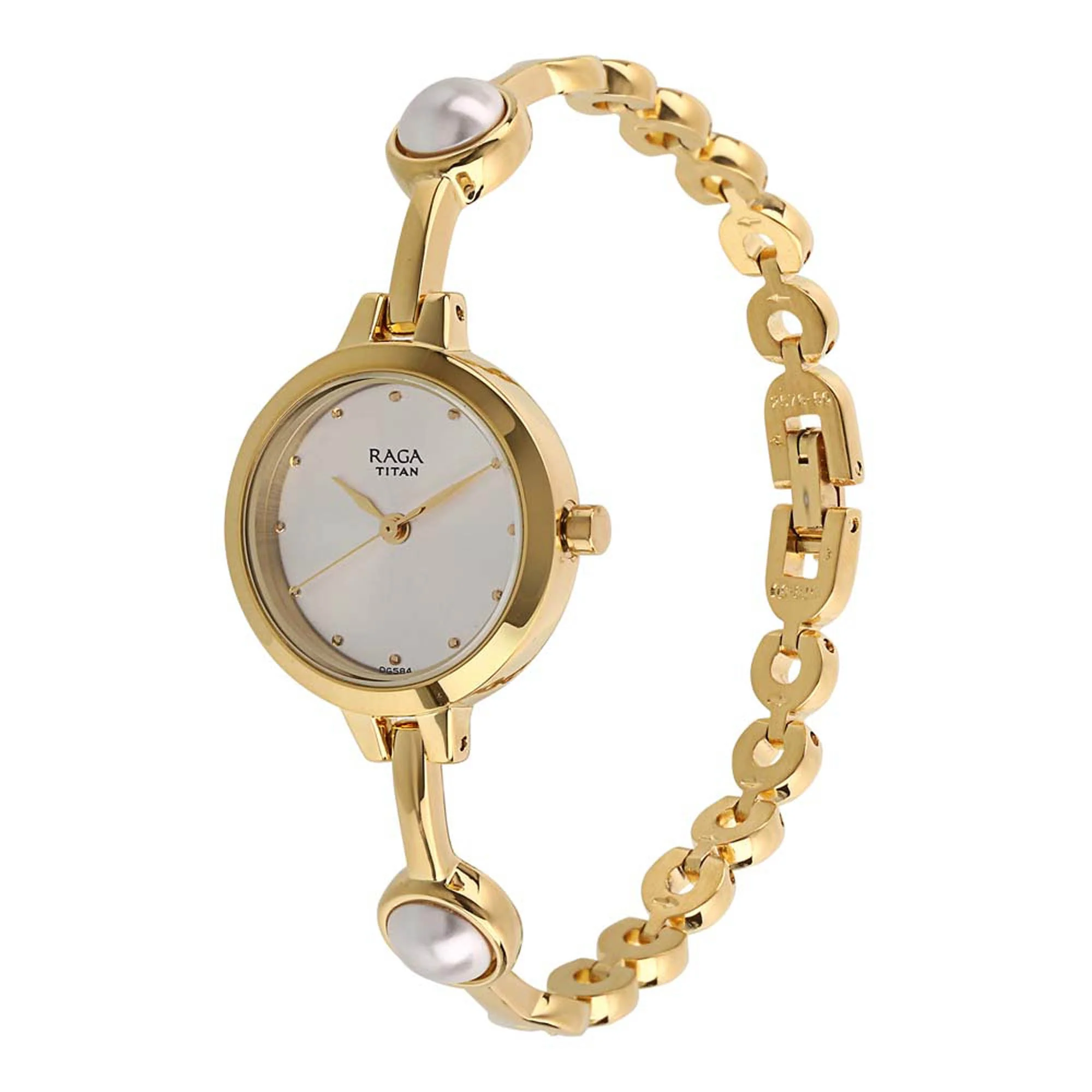 Titan Quartz Analog White Dial Metal Strap Watch for Women - Image 2