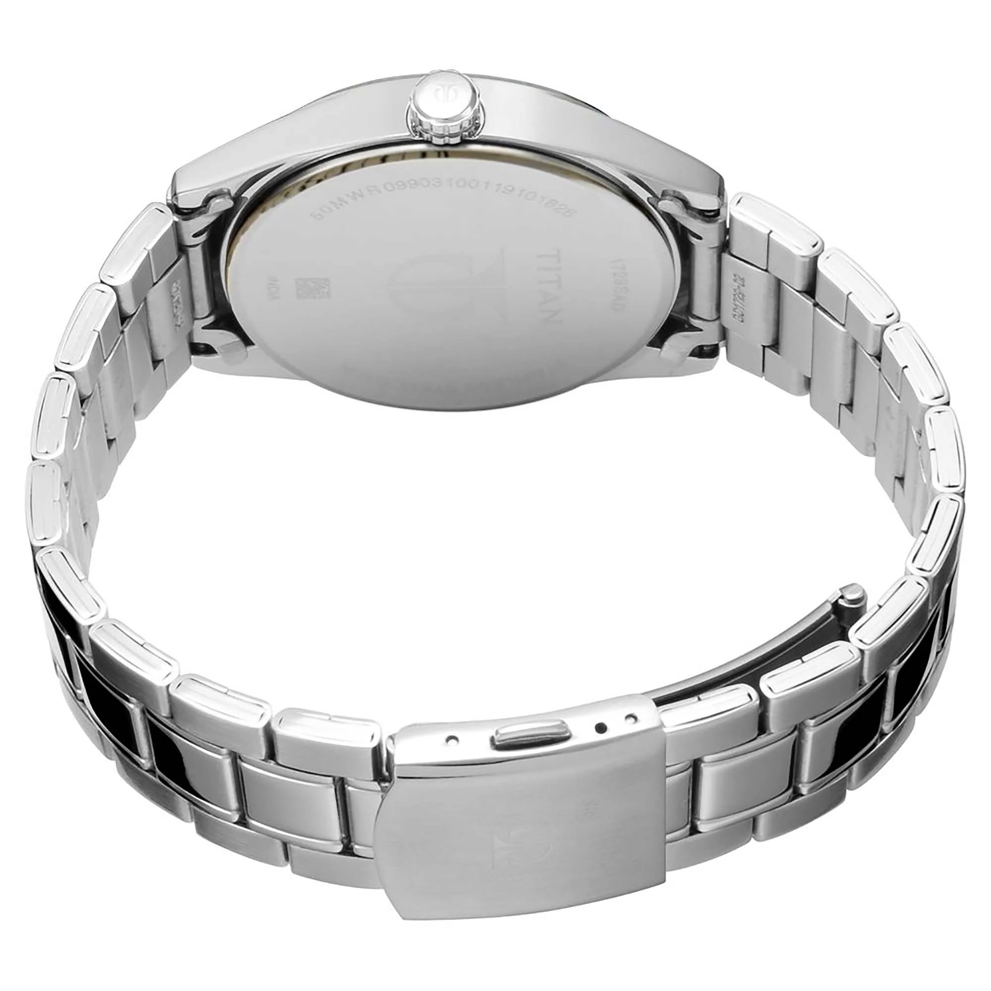 Titan Quartz Analog White Dial Stainless Steel Strap Watch for Men - Image 4
