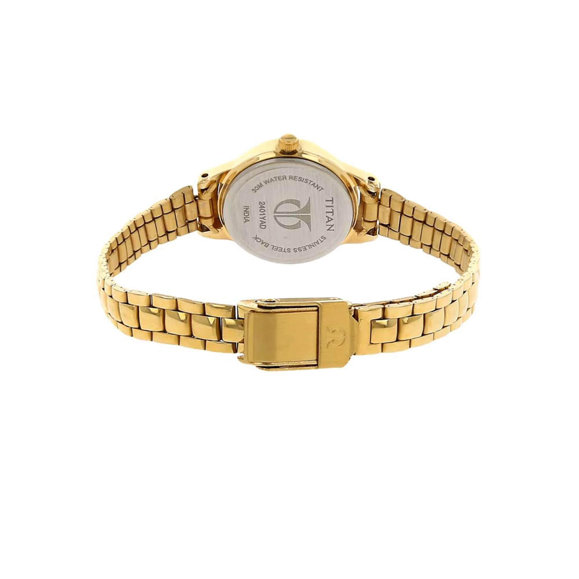 Titan Quartz Analog White Dial Stainless Steel Strap Watch for Women - Image 4