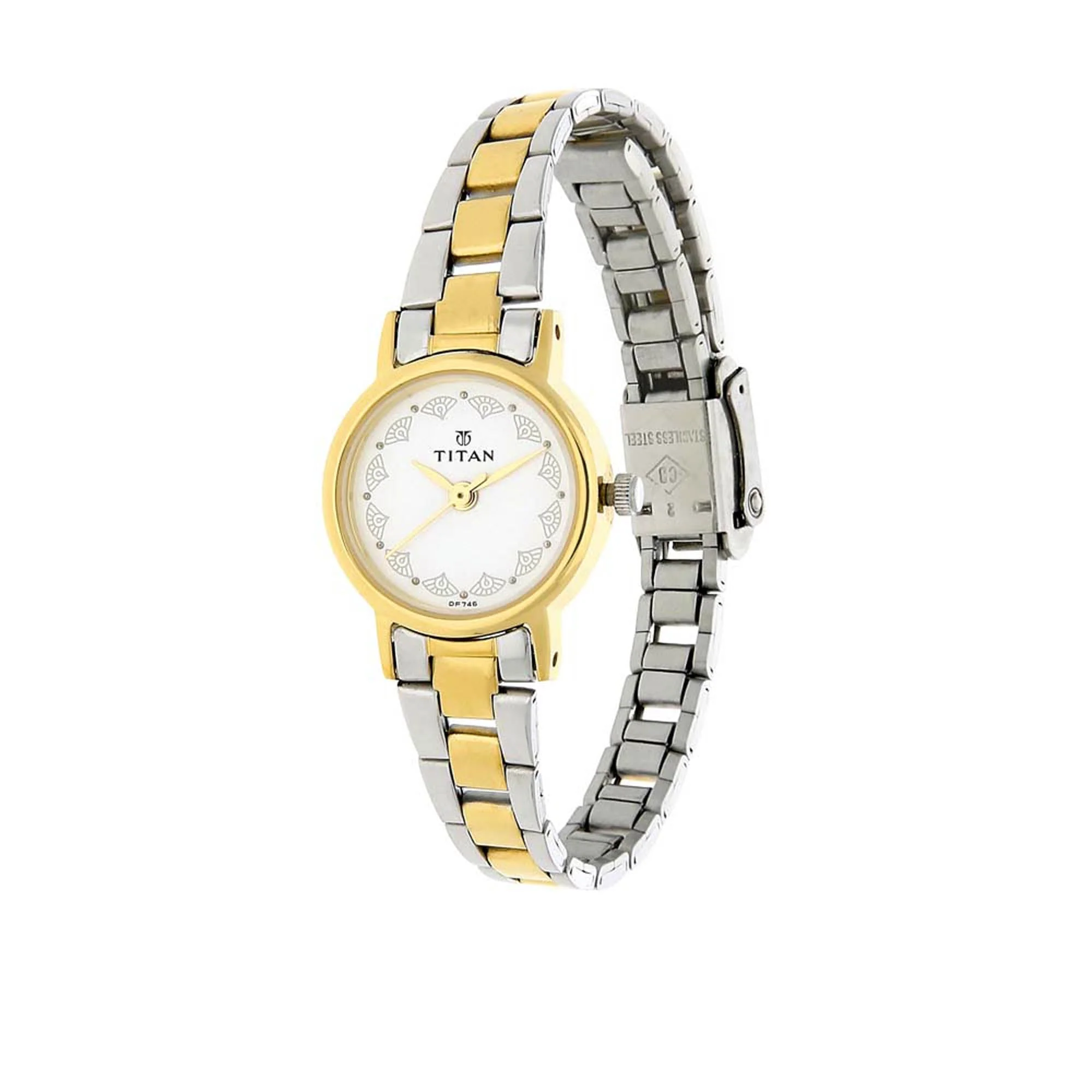 Titan Quartz Analog White Dial Stainless Steel Strap Watch for Women - Image 2