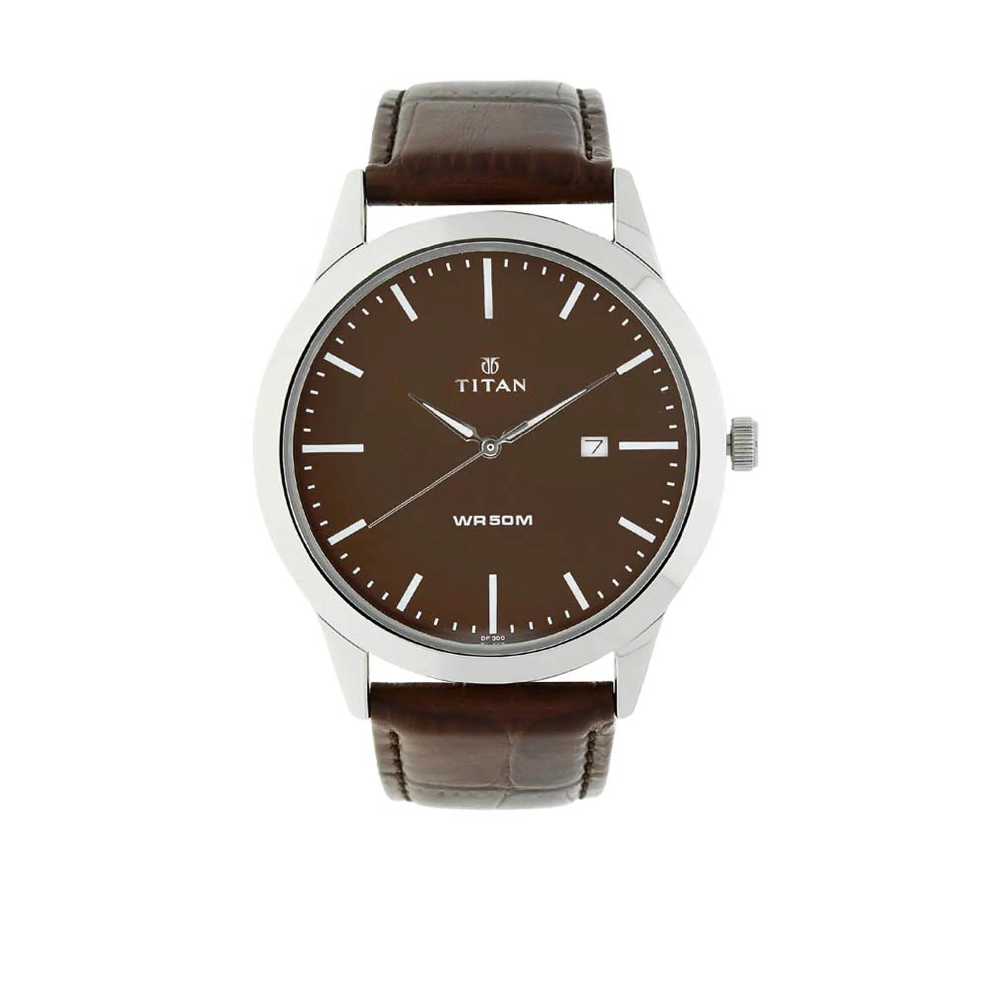 Titan Quartz Analog with Date Brown Dial Leather Strap Watch for Men - Image 2
