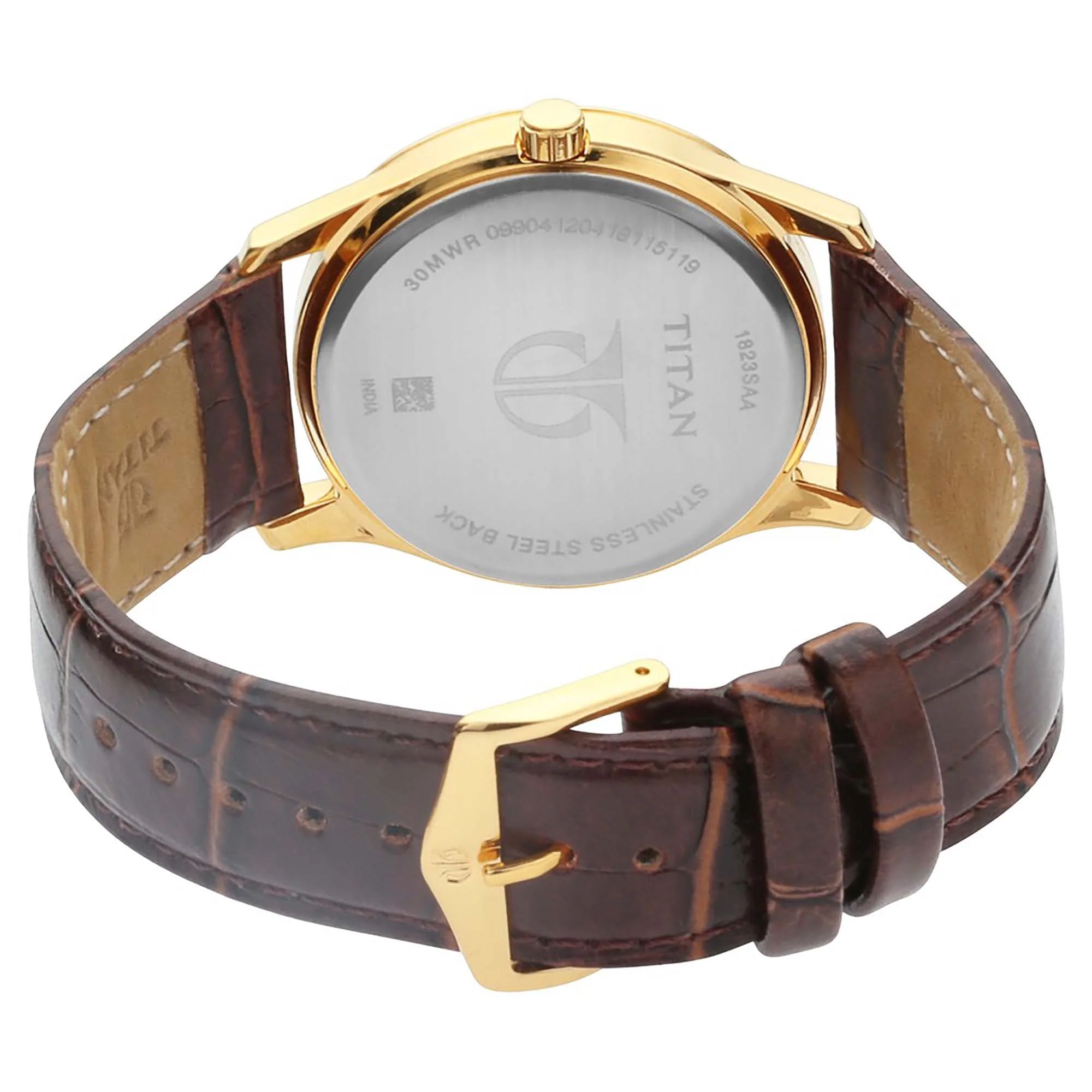 Titan Quartz Analog with Date Silver Dial Leather Strap Watch for Men - Image 4