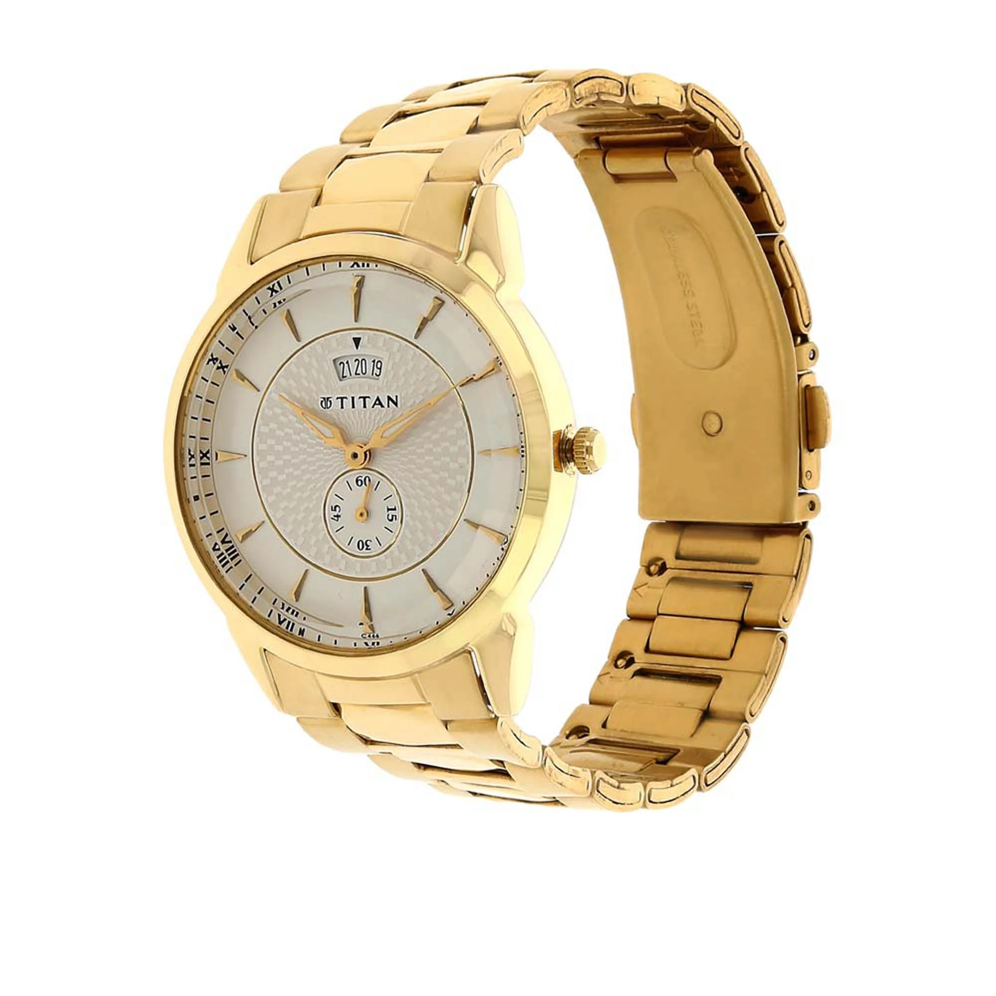 Titan Quartz Analog with Date Silver Dial Stainless Steel Strap Watch for Men - Image 3