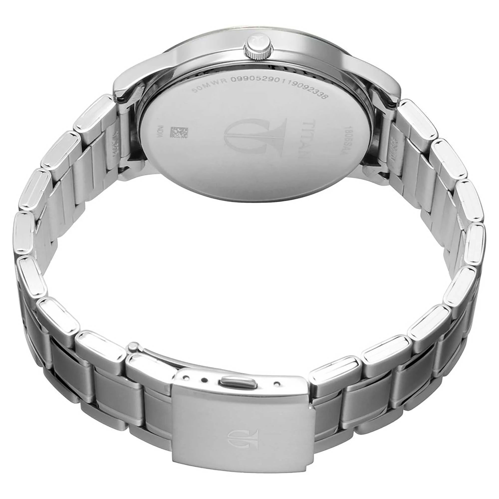 Titan Quartz Analog with Date White Dial Stainless Steel Strap Watch for Men - Image 4