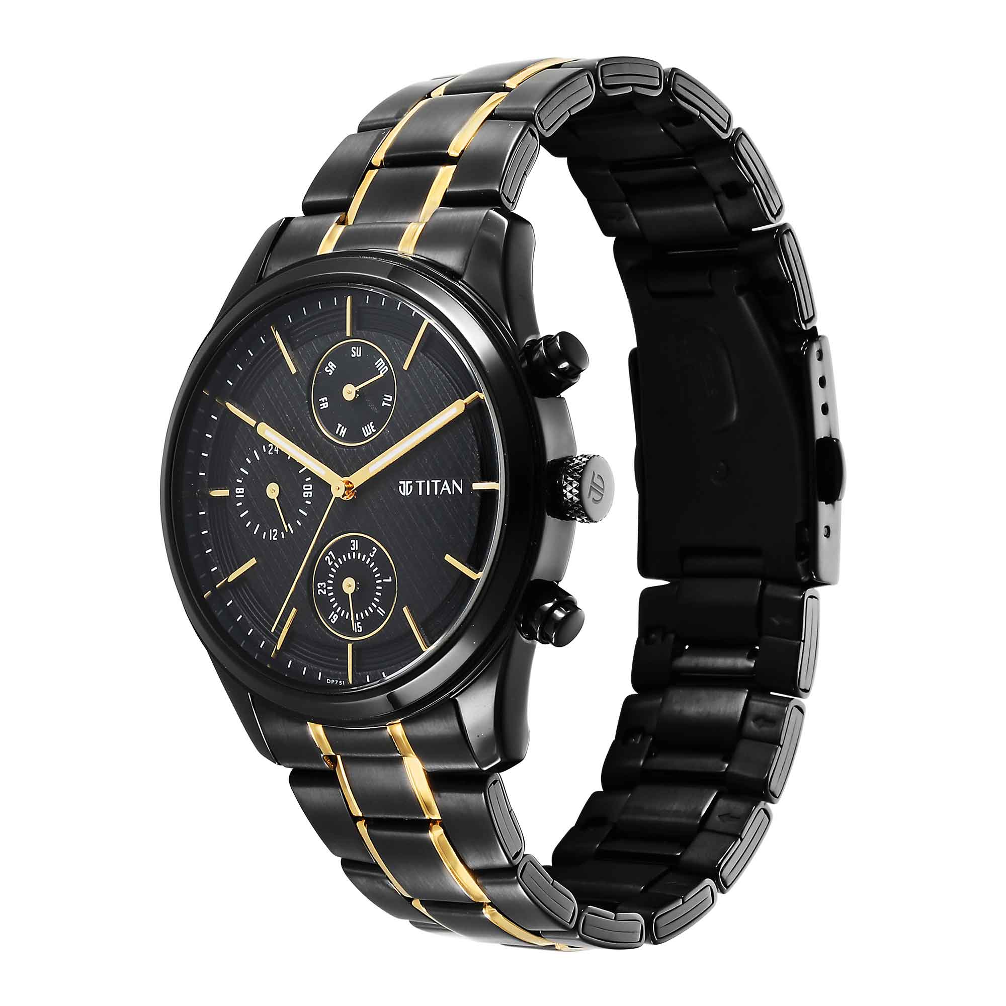 Titan Quartz Analog with Day and Date Black Dial Watch for Men - Image 4