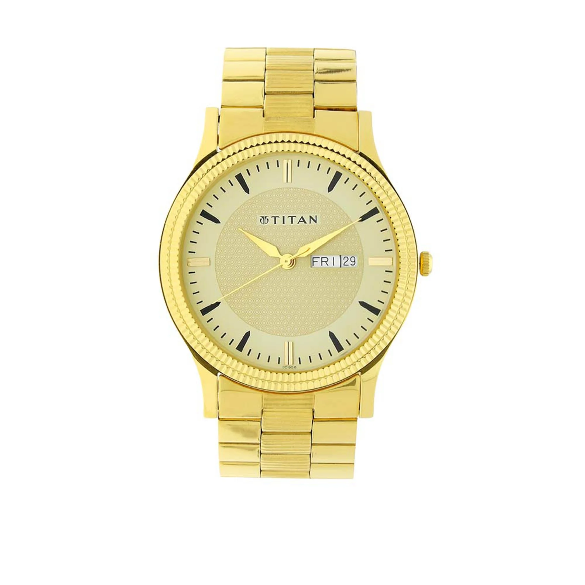 Titan Quartz Analog with Day and Date Champagne Dial Stainless Steel Strap Watch for Men - Image 2