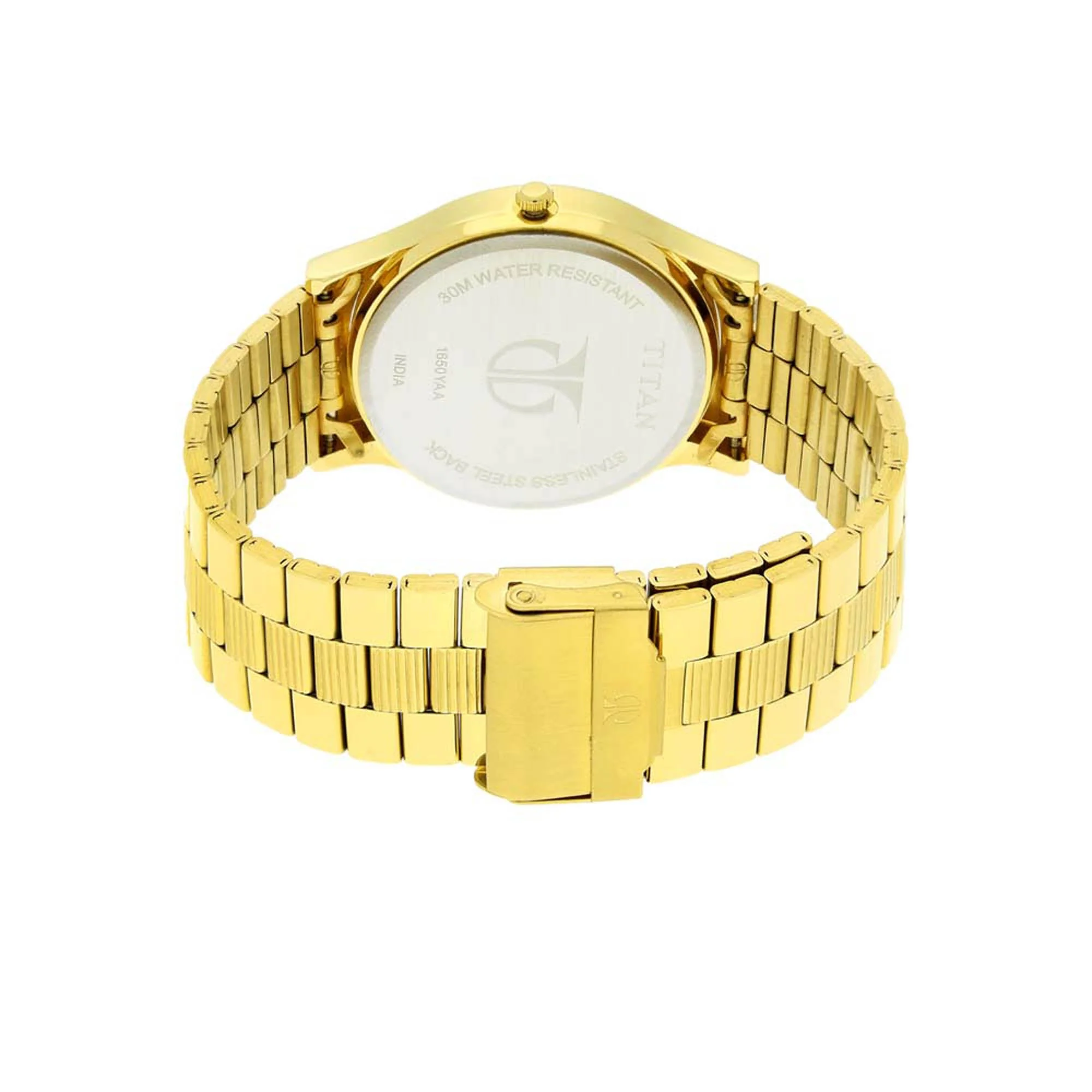 Titan Quartz Analog with Day and Date Champagne Dial Stainless Steel Strap Watch for Men - Image 5