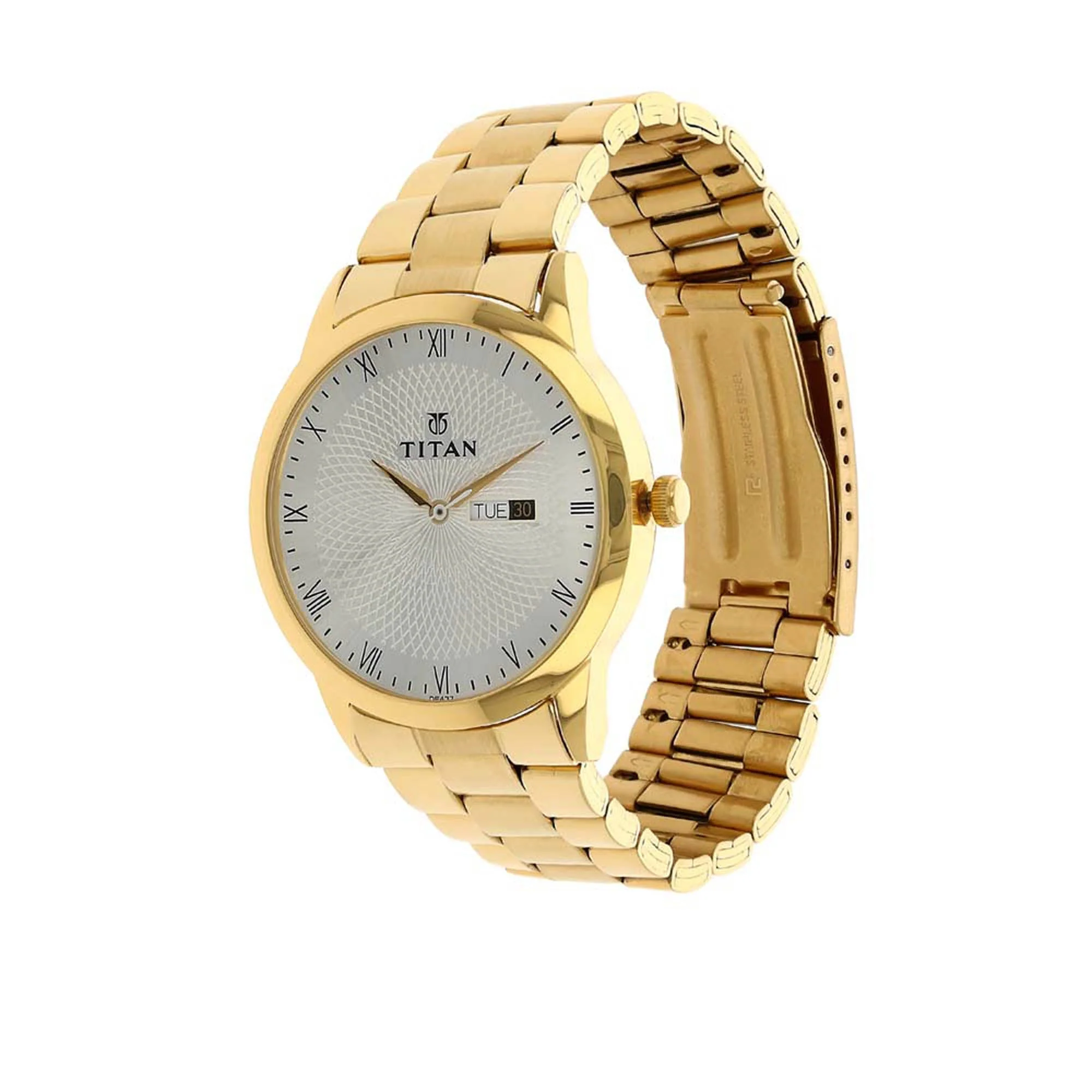 Titan Quartz Analog with Day and Date Silver Dial Stainless Steel Strap Watch for Men - Image 3