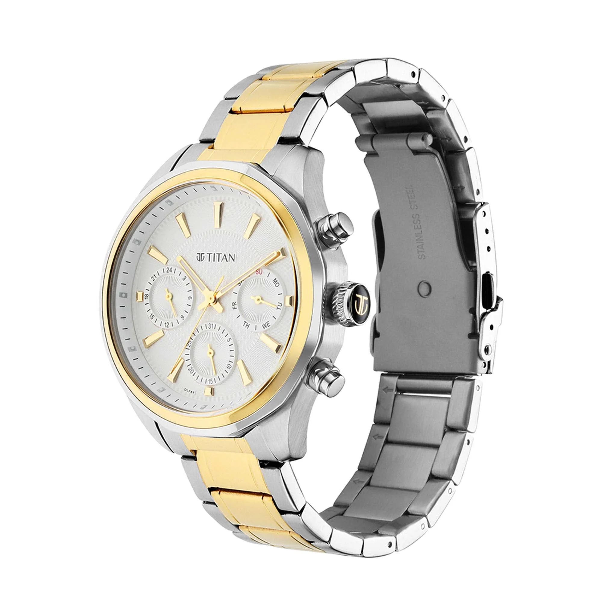 Titan Quartz Multifunction Silver Dial Stainless Steel Strap Watch for Men - Image 4