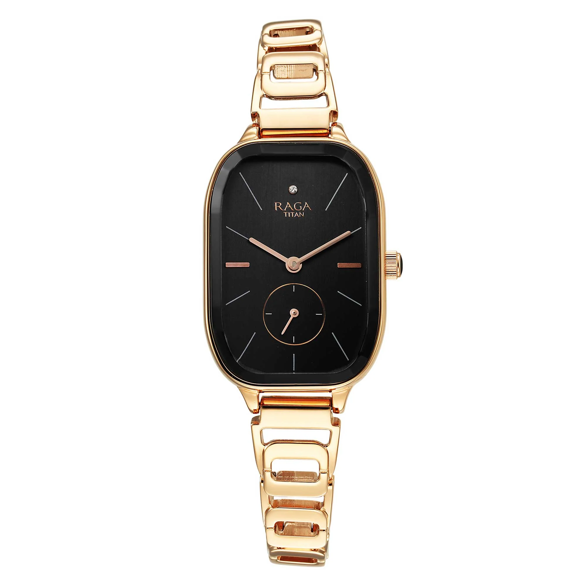 Titan Raga Chic Quartz Analog Black Dial Rose Gold Metal Strap Watch for Women - Image 2