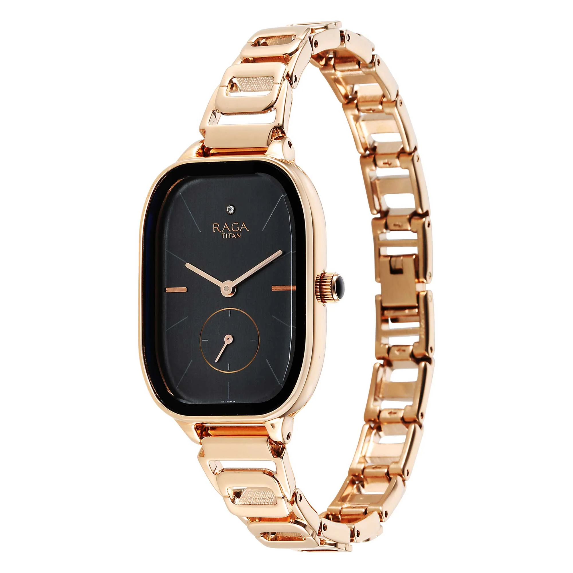 Titan Raga Chic Quartz Analog Black Dial Rose Gold Metal Strap Watch for Women - Image 4