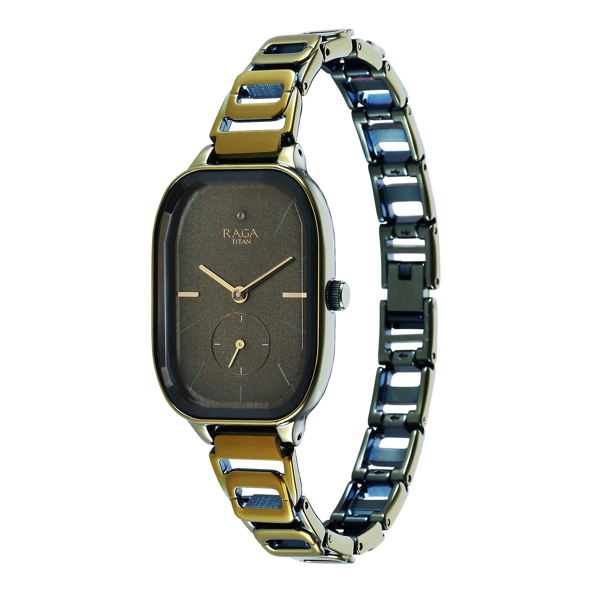 Titan Raga Chic Quartz Analog Green Dial Green Metal Strap Watch for Women - Image 4