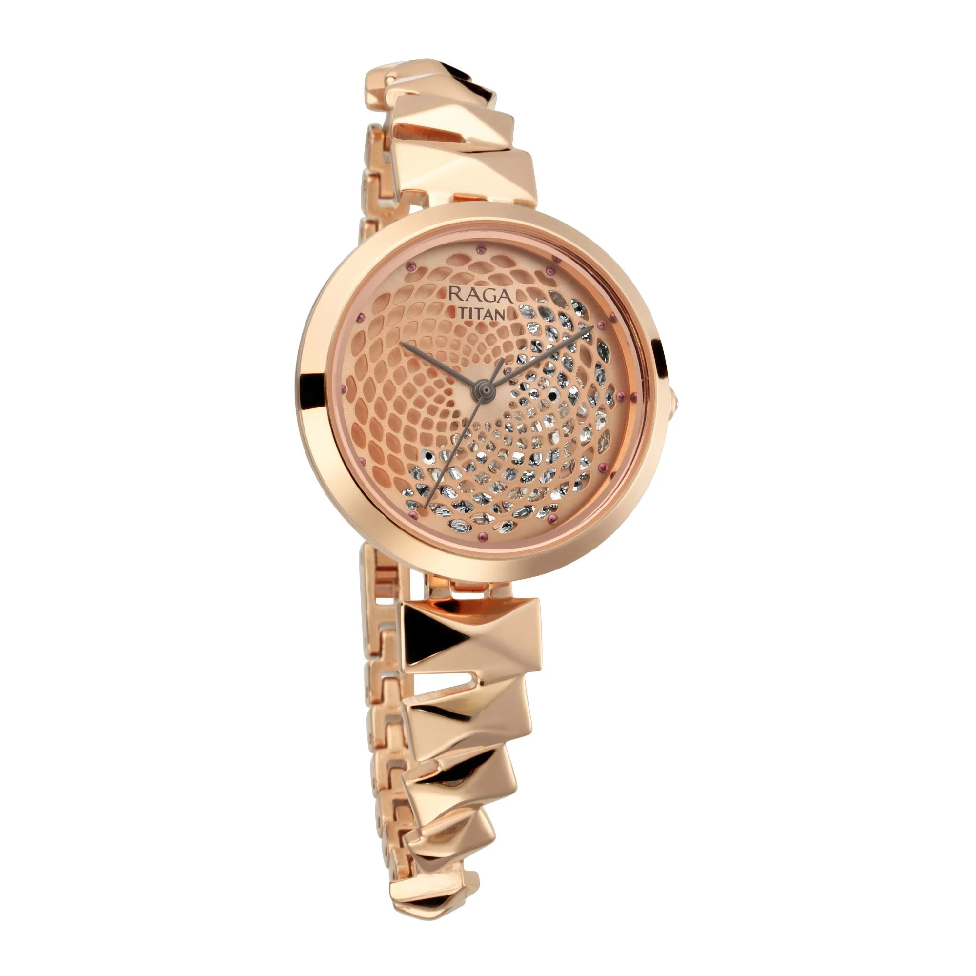 Titan Raga Facets Rose Gold Dial Women Watch With Stainless Steel Strap - Image 3