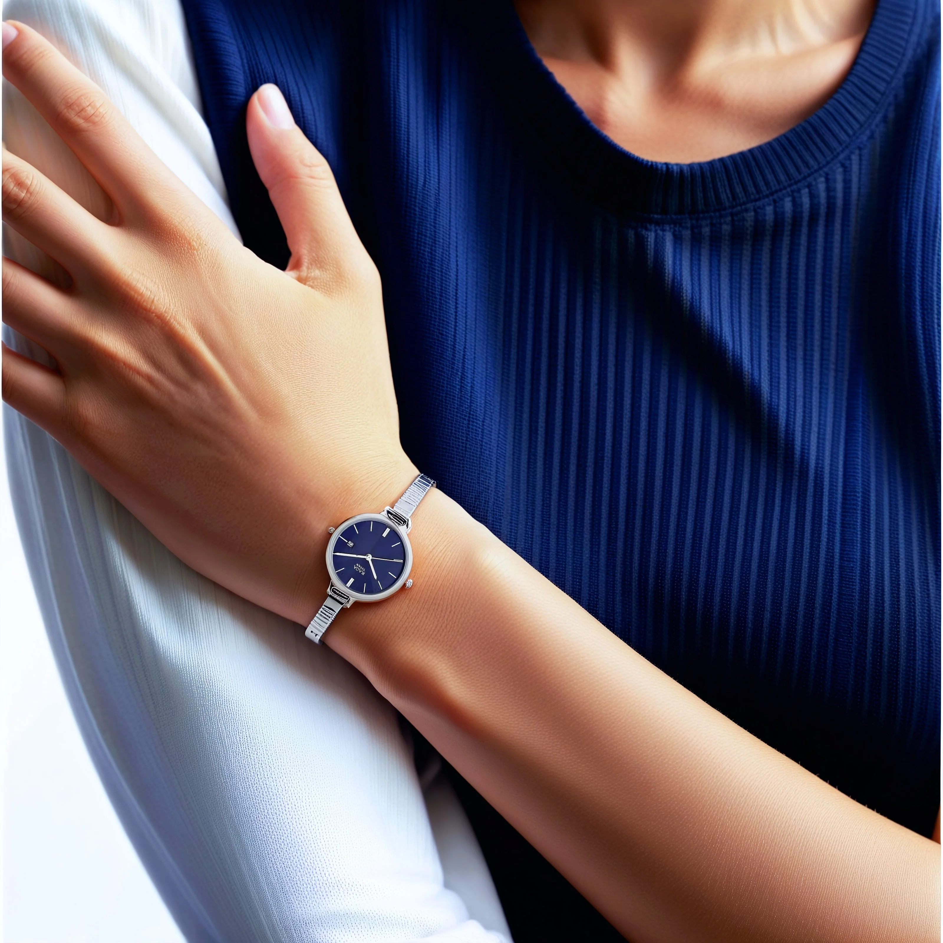 Titan Raga Viva Blue Dial Analog with Date Metal Strap Watch for Women - Image 6