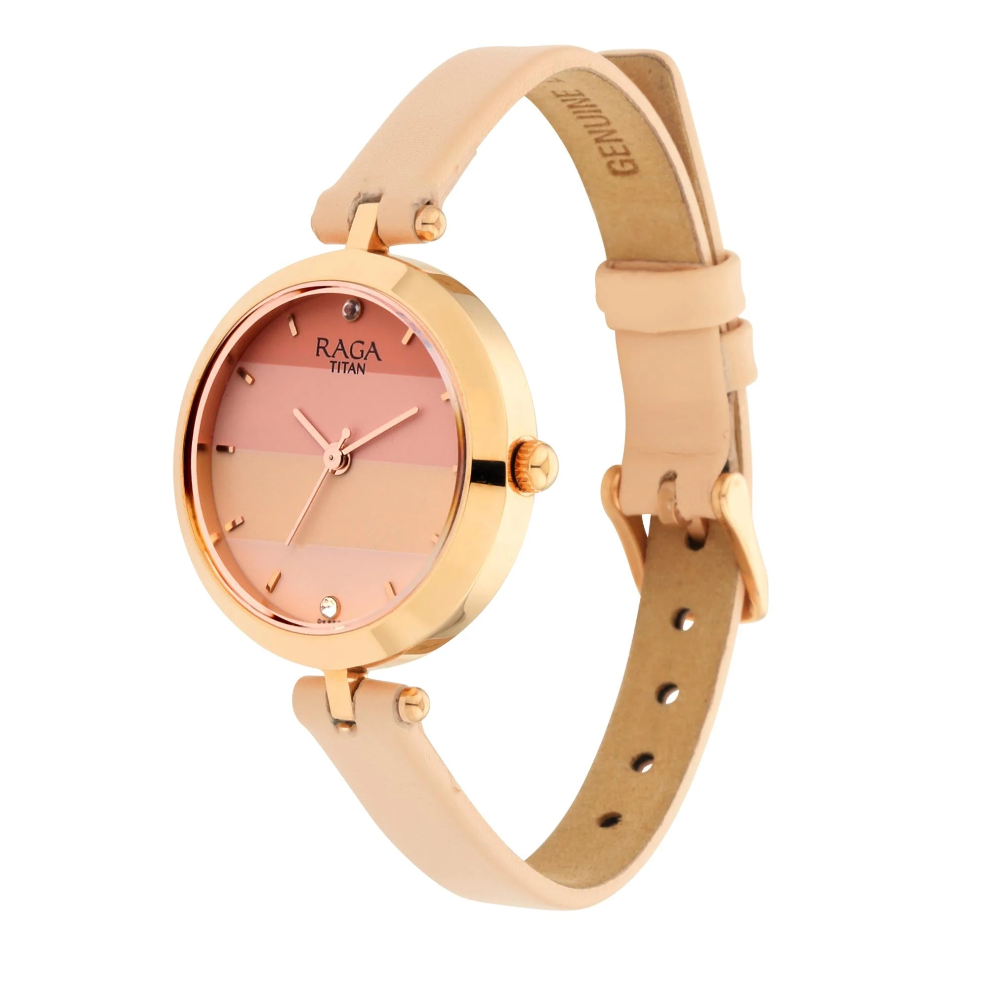 Titan Raga Viva Pink Dial Analog Leather Strap watch for Women - Image 3