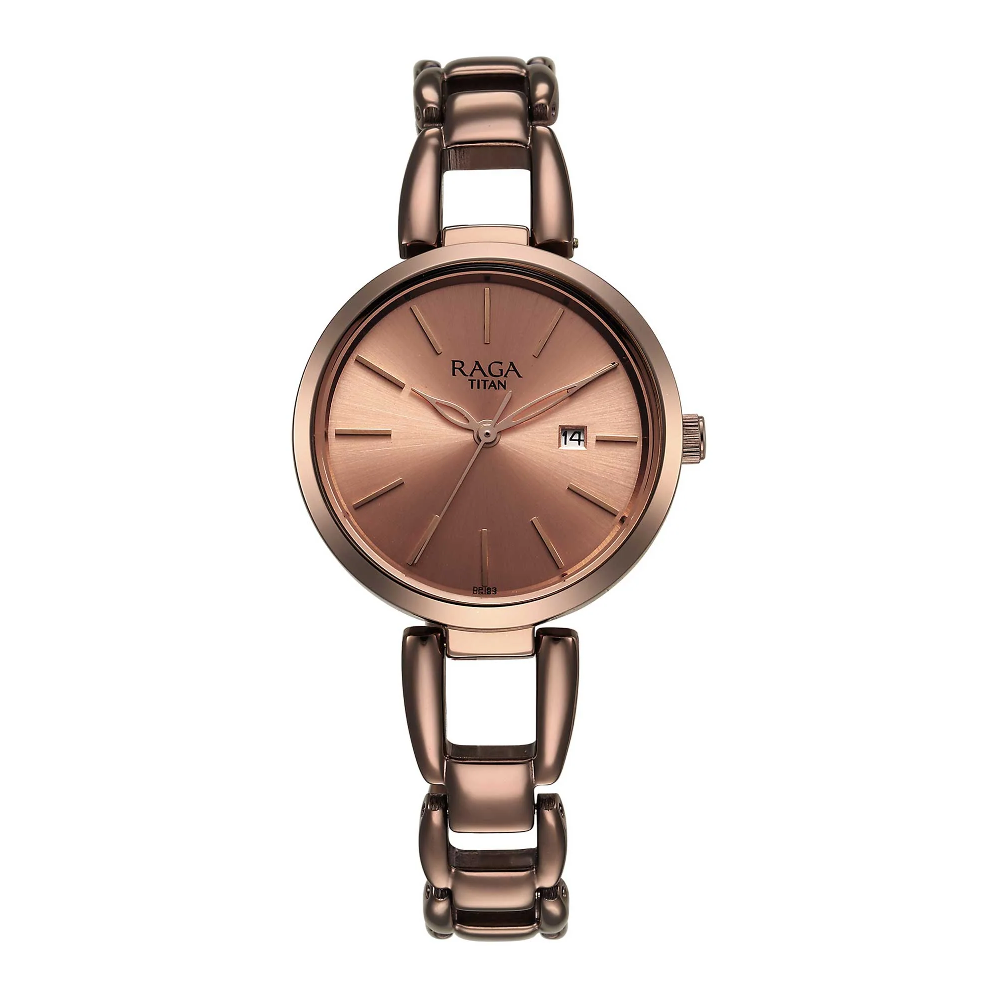 Titan Raga Viva Quartz Analog with Date Rose Gold Dial Brown Metal Strap Watch for Women - Image 2