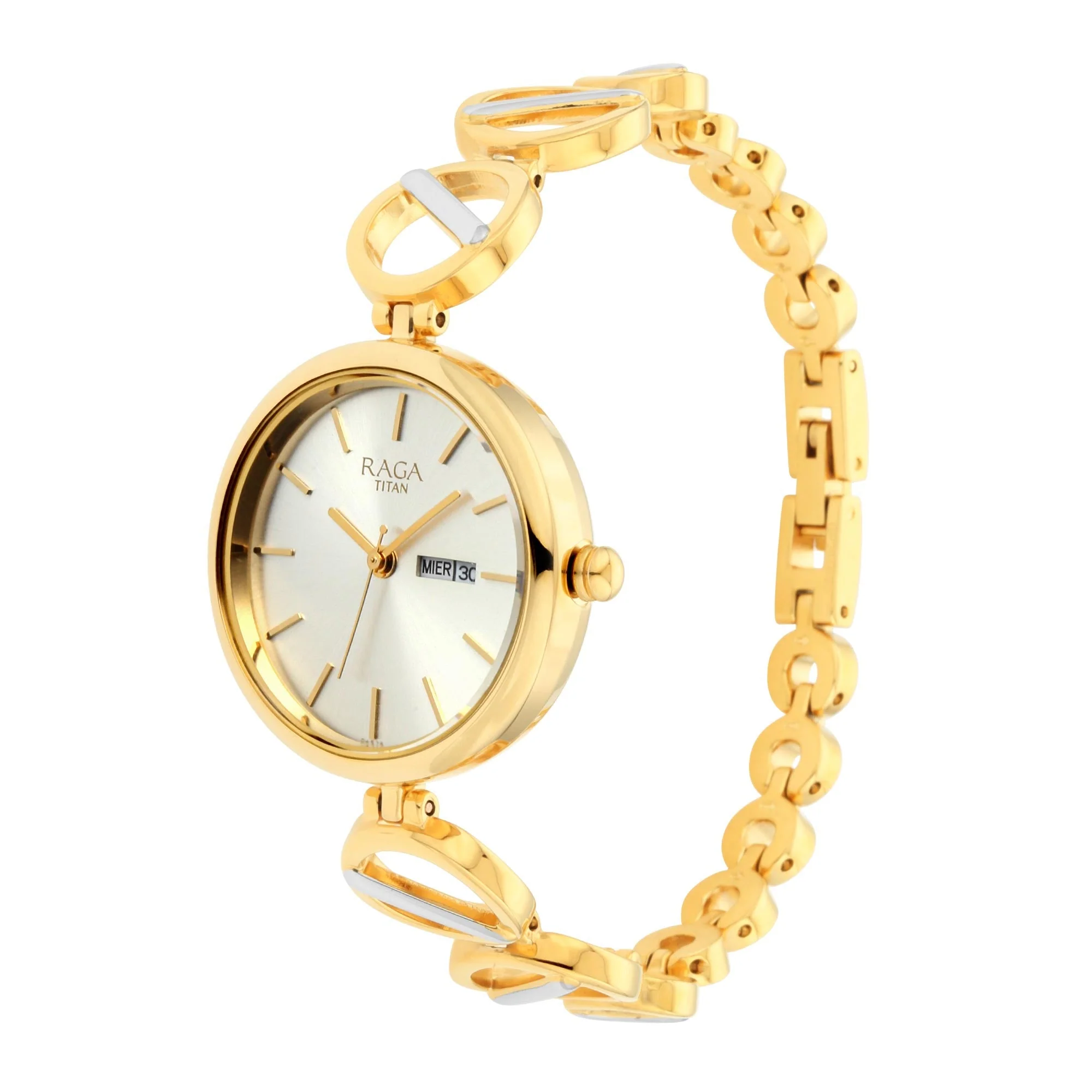 Titan Raga Viva Silver Dial Analog with Day and Date Metal Strap Watch for Women - Image 4
