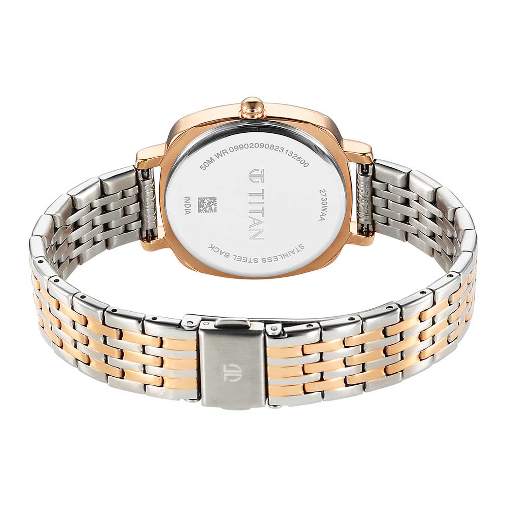 Titan Shaped Case Silver White Dial Metal Strap Watch - Image 6