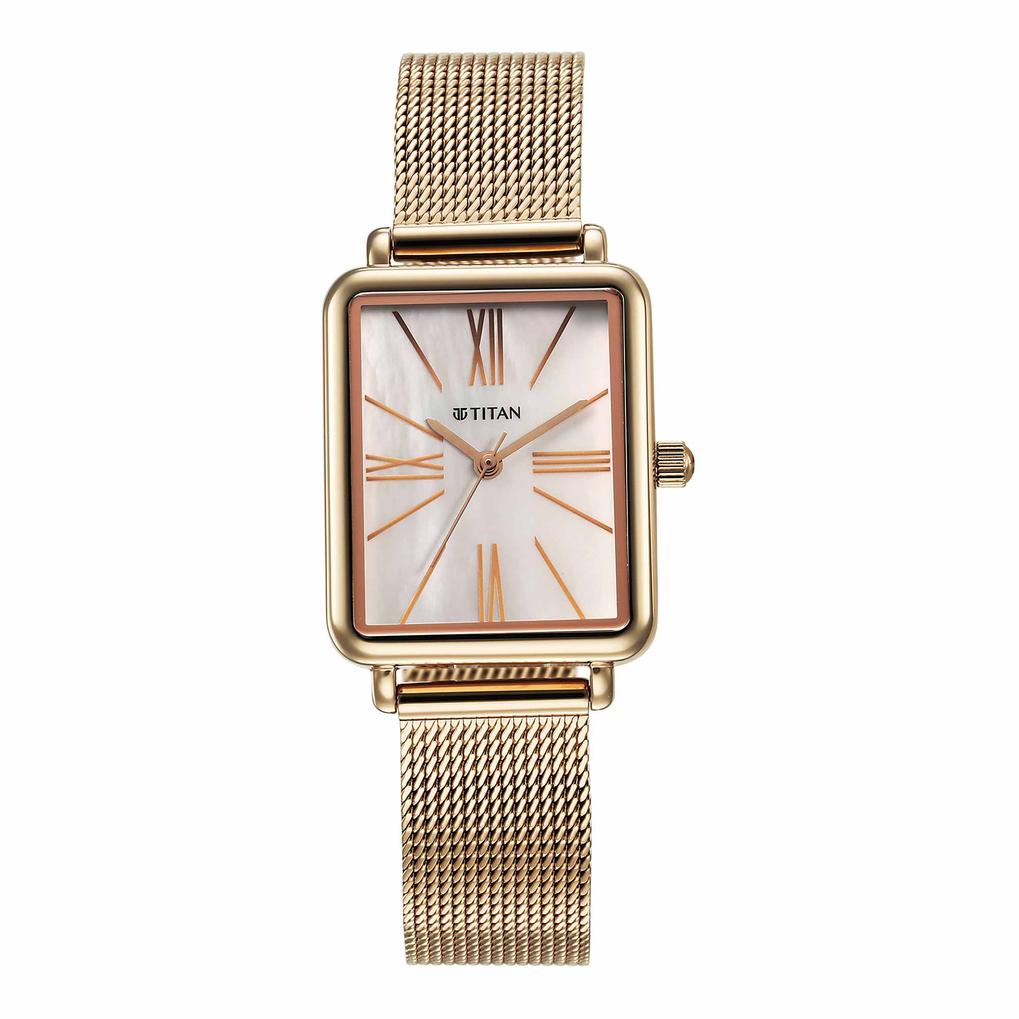 Titan Slimline Quartz Analog Mother Of Pearl Dial Rose Gold Stainless Steel Strap Watch for Women - Image 2