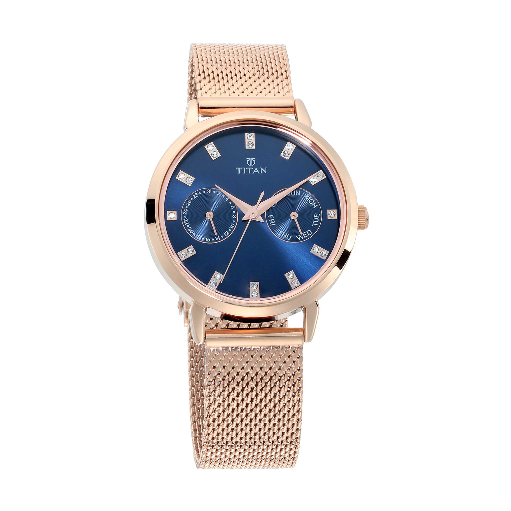 Titan Sparkle Blue Dial Analog Multi Function Watch for Women - Image 3