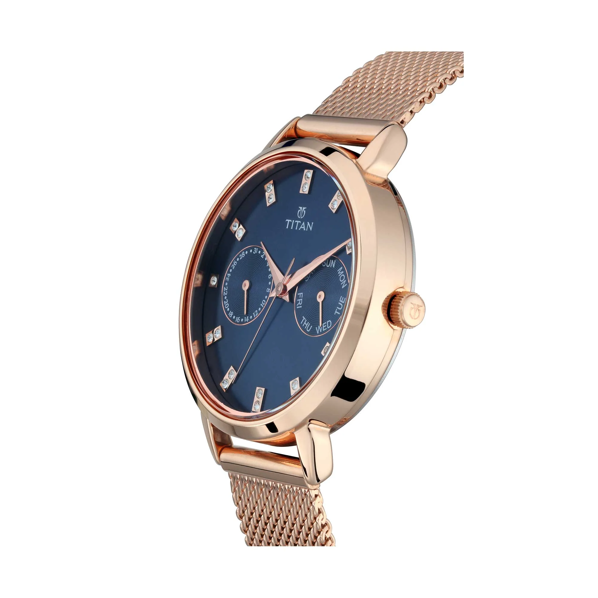 Titan Sparkle Blue Dial Analog Multi Function Watch for Women - Image 4