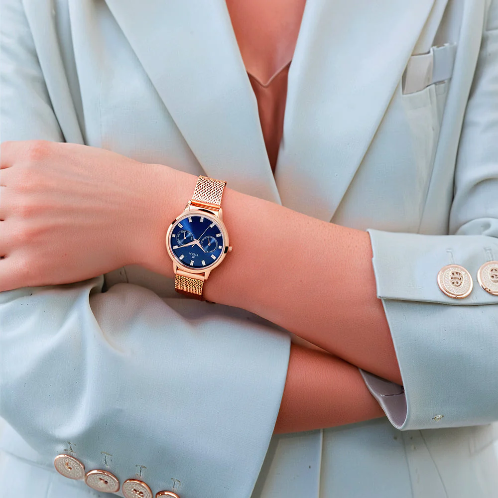 Titan Sparkle Blue Dial Analog Multi Function Watch for Women - Image 7