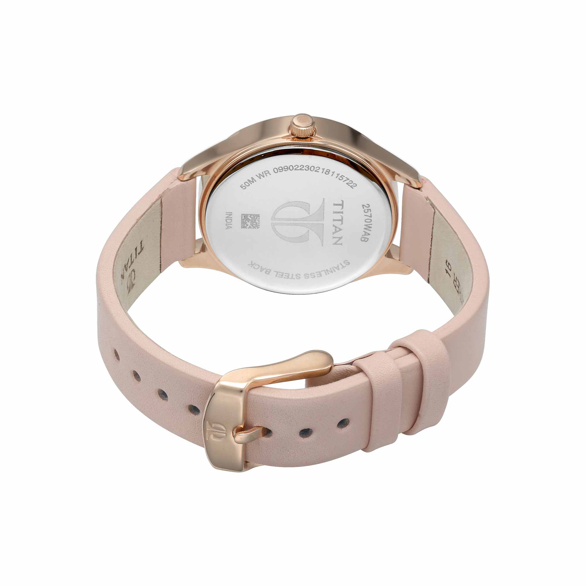Titan Sparkle Pink Dial Analog Leather Strap watch for Women - Image 4