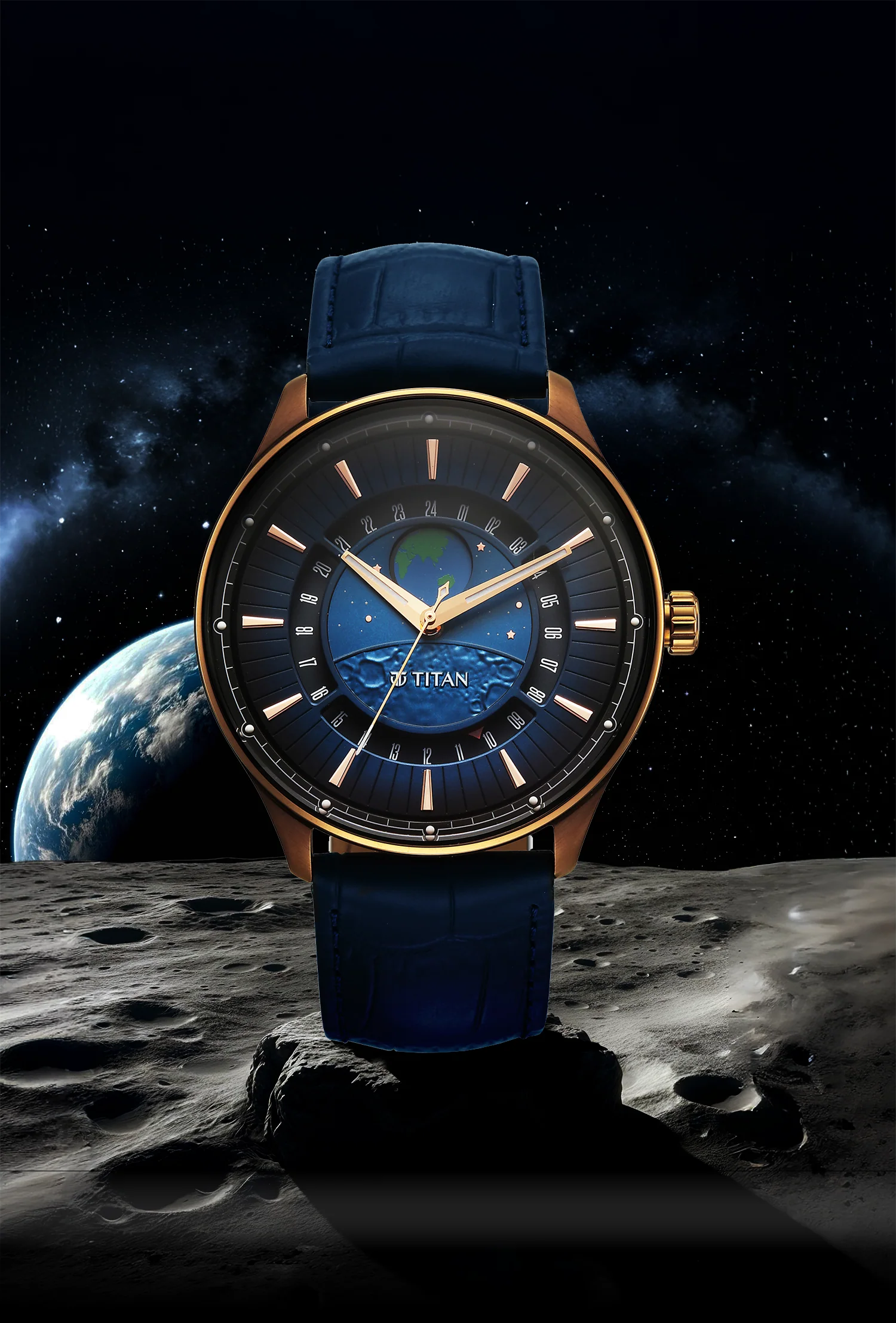 Titan Stellar Earth Disc Blue Dial Watch - Image 2