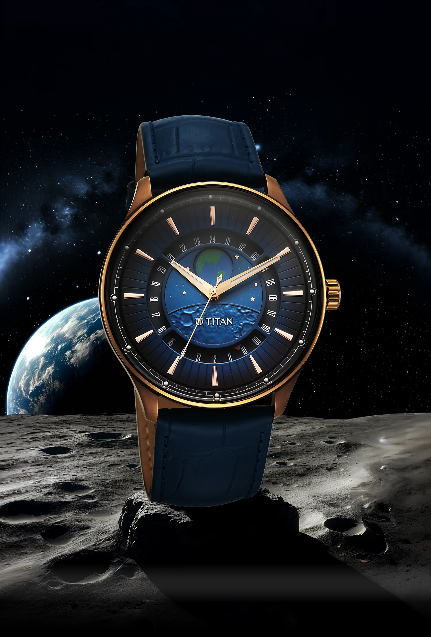 Titan Stellar Earth Disc Blue Dial Watch - Image 3