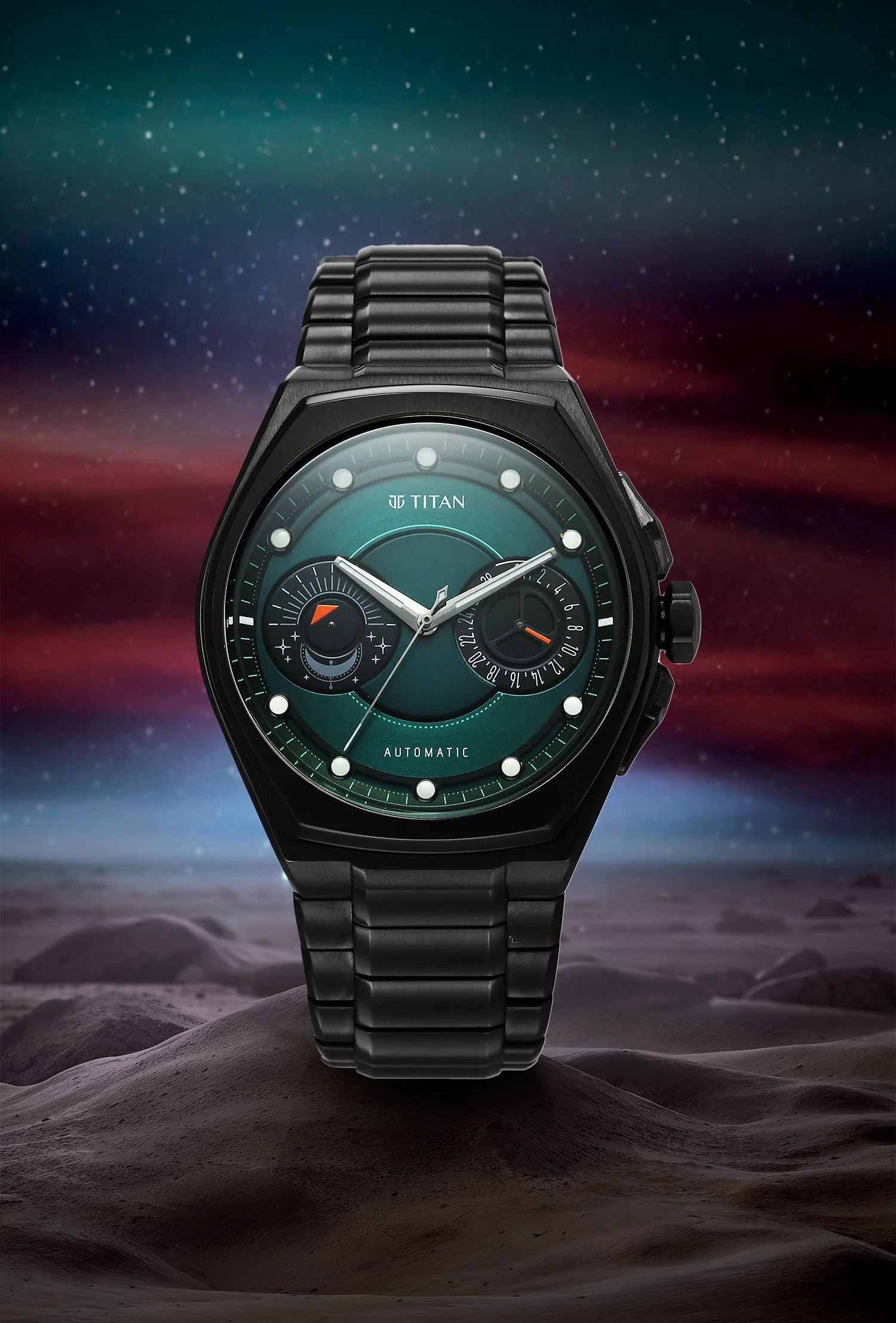 Titan Stellar Aurora Caelum Sun Moon Disc Automatic Watch - Image 2