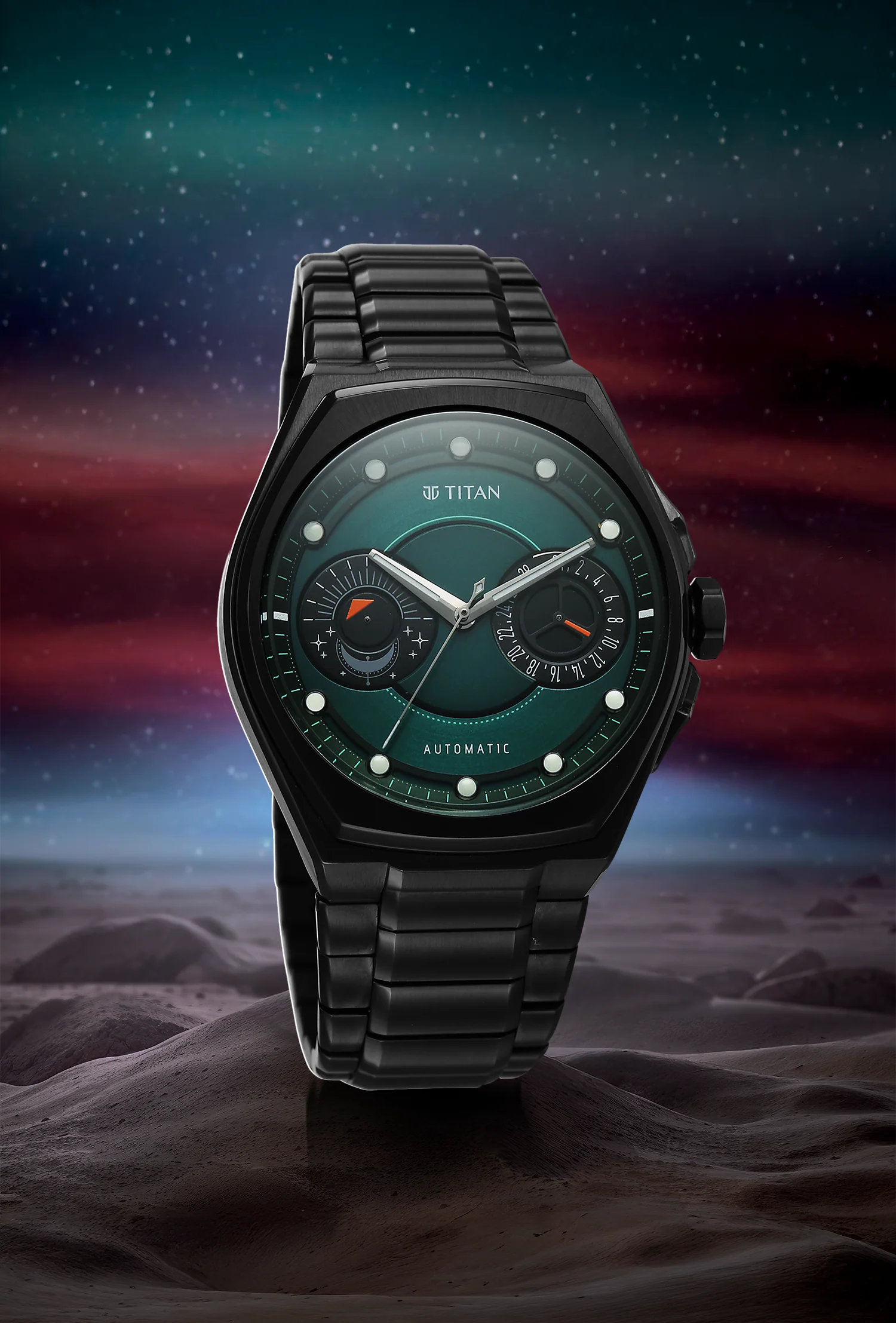 Titan Stellar Aurora Caelum Sun Moon Disc Automatic Watch - Image 3