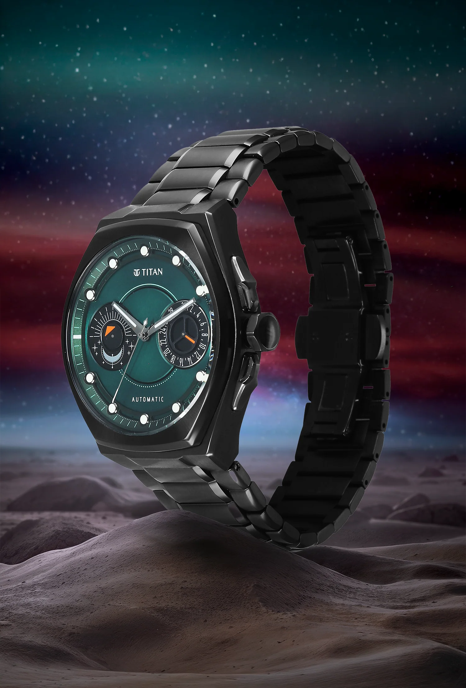 Titan Stellar Aurora Caelum Sun Moon Disc Automatic Watch - Image 4
