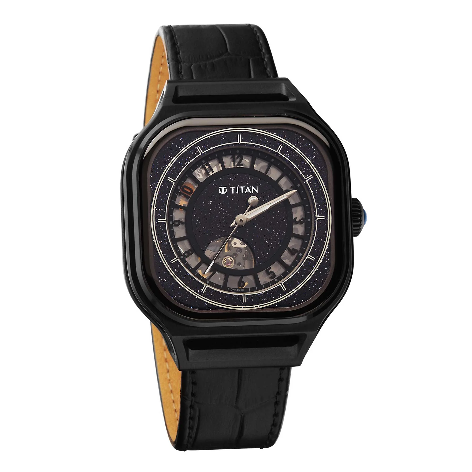 Titan Stellar Automatic Blue Dial Leather Strap Watch for Men - Image 3