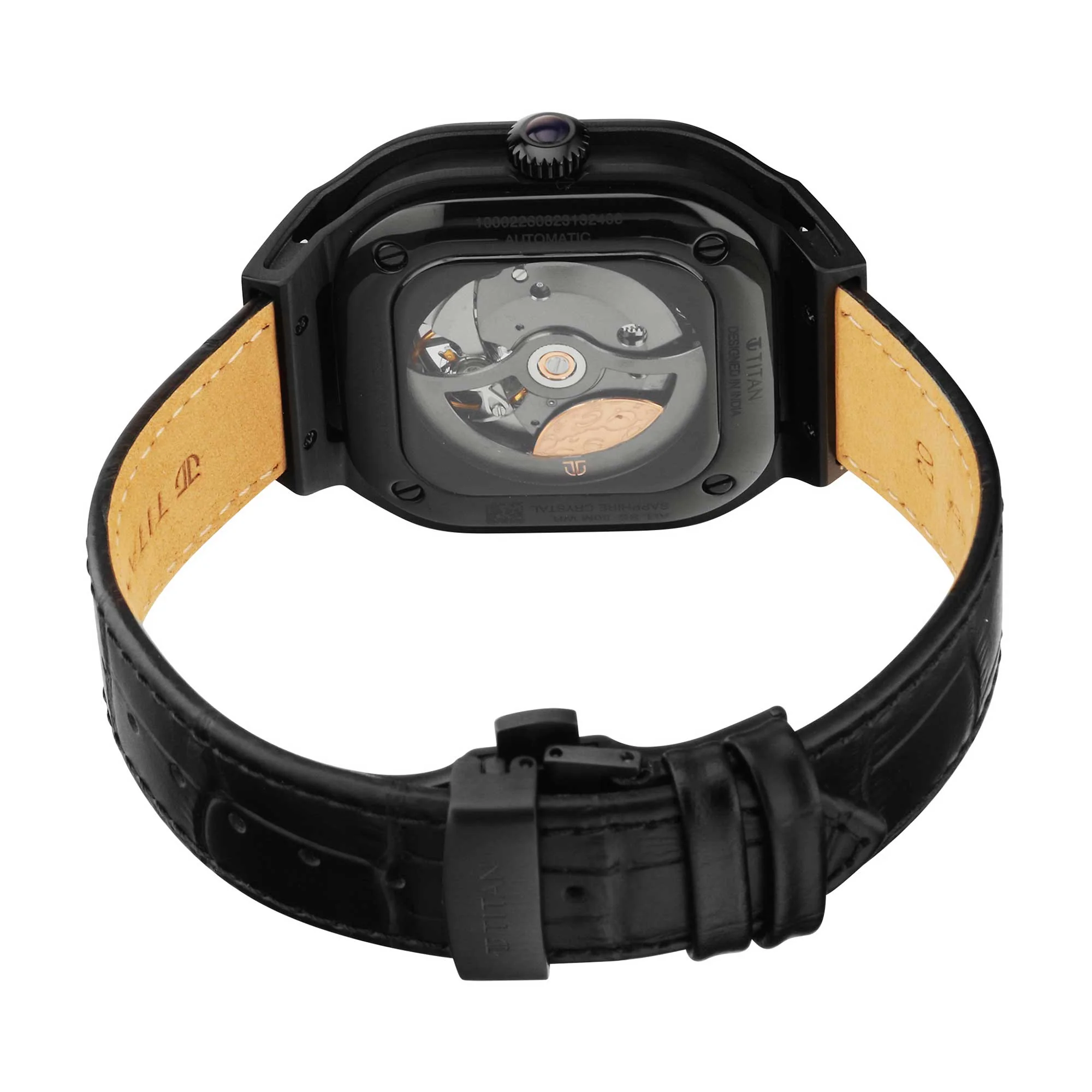 Titan Stellar Automatic Blue Dial Leather Strap Watch for Men - Image 6