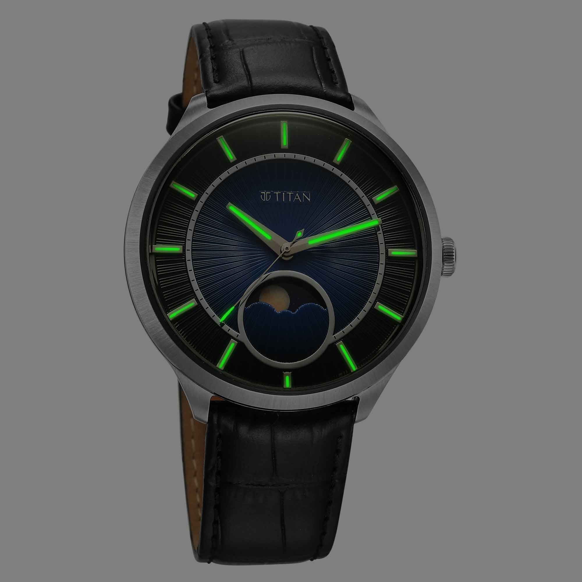 Titan Stellar Caelum Sun Moon Blue Sub-Dial Watch - Image 2