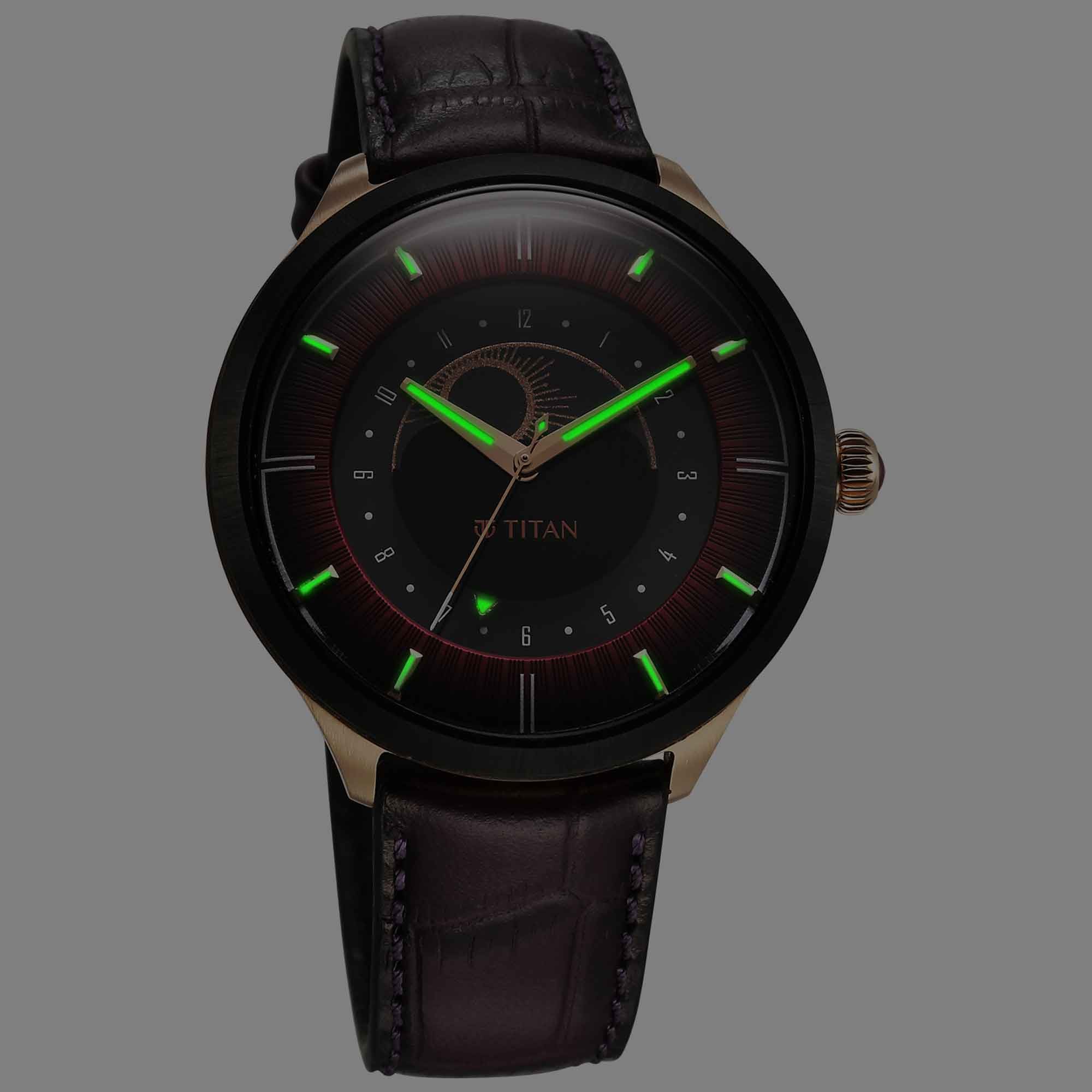 Titan Stellar Caleum Sun Moon Disc Red Dial Analog Watch - Image 5