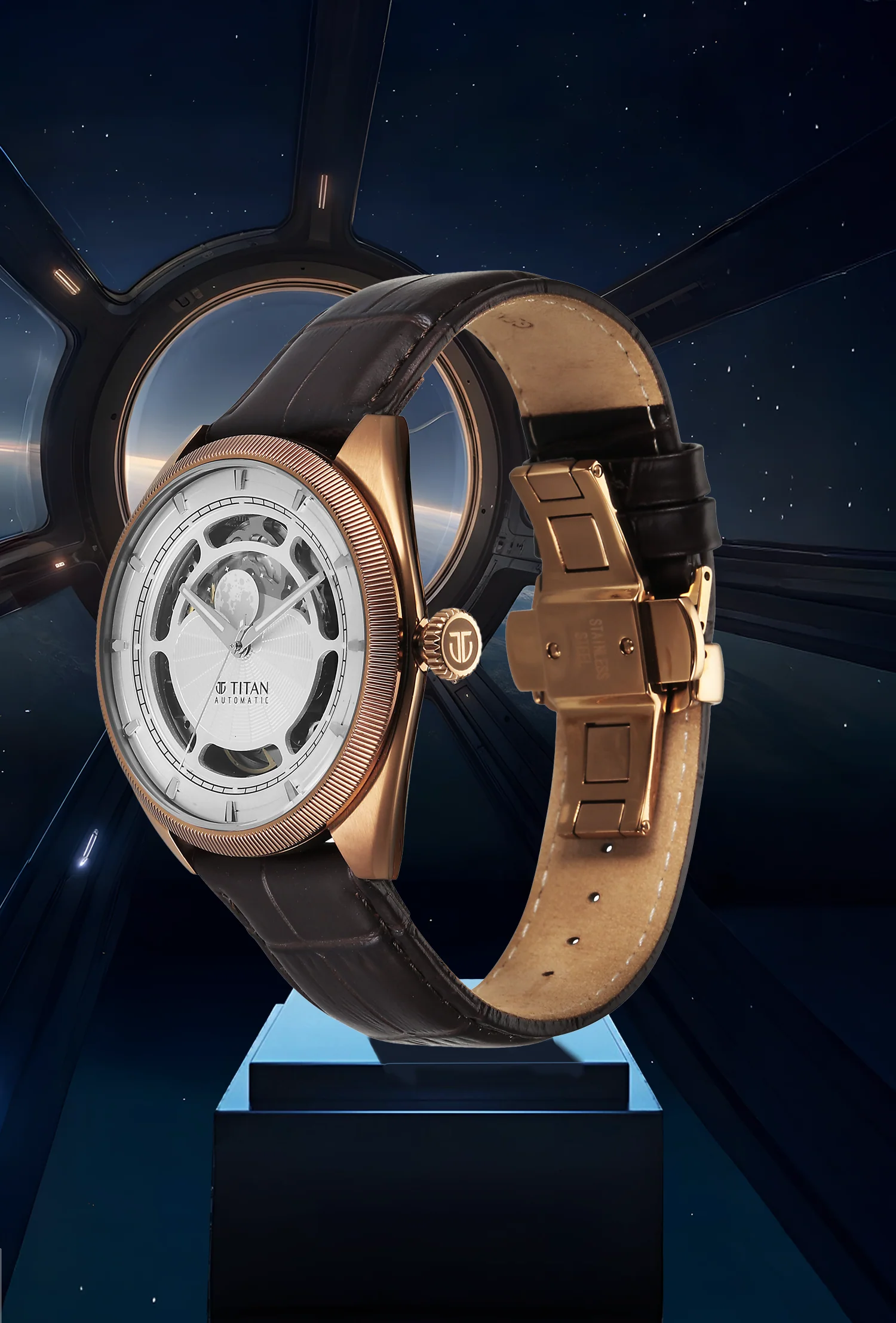 Titan Stellar Cupola Sun Moon Disc Automatic Watch - Image 5