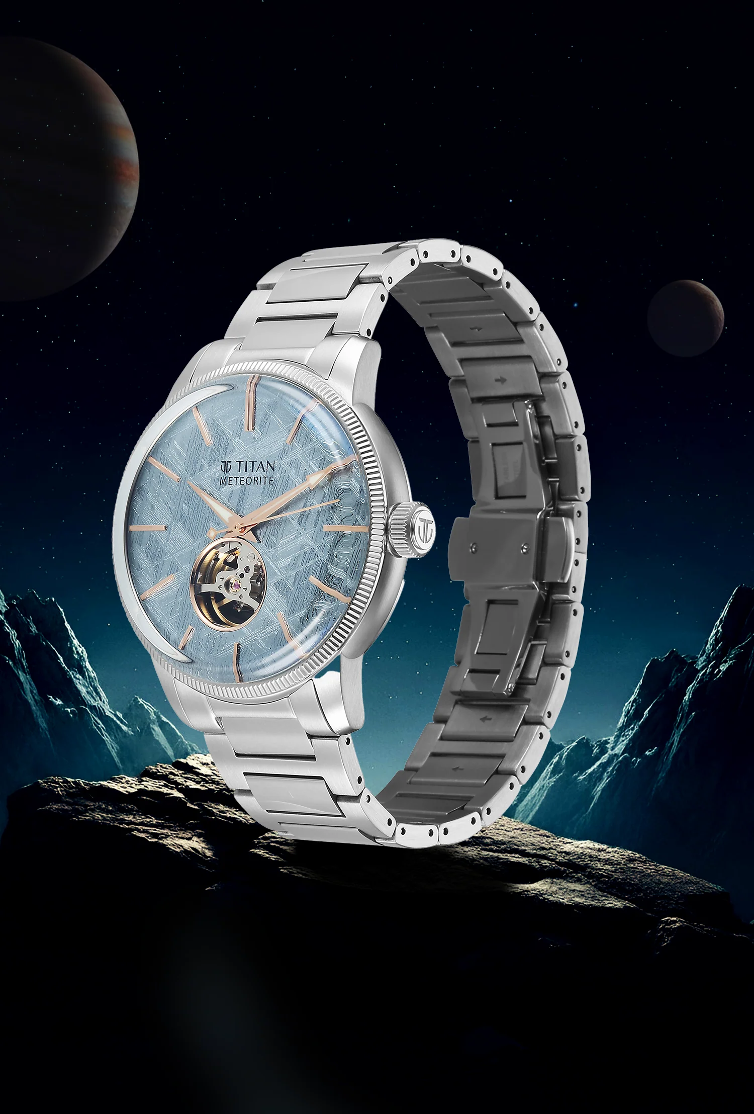 Titan Stellar Meteorite Open-Heart Dial Automatic Watch - Image 4