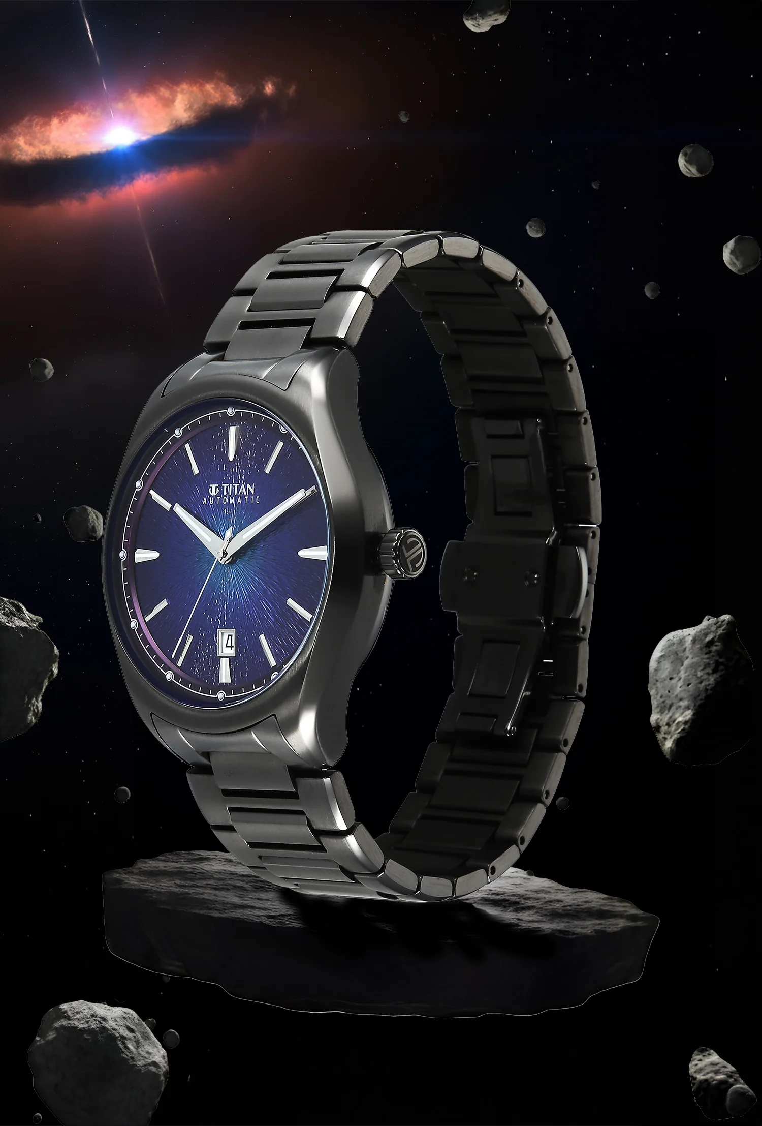 Titan Stellar Starburst Violet Dial Concealed Automatic Watch - Image 4
