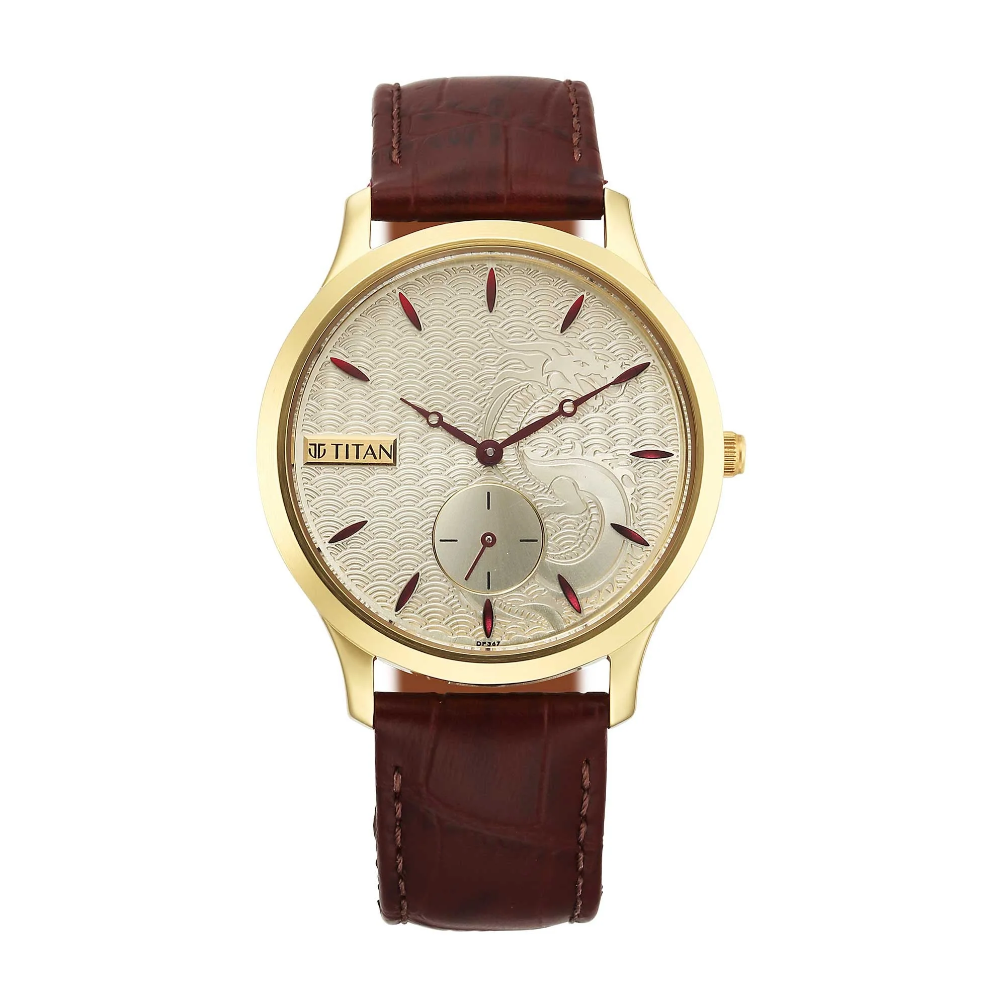 Titan Tet Light Champange Dial Analog Leather Strap Watch for Men - Image 2
