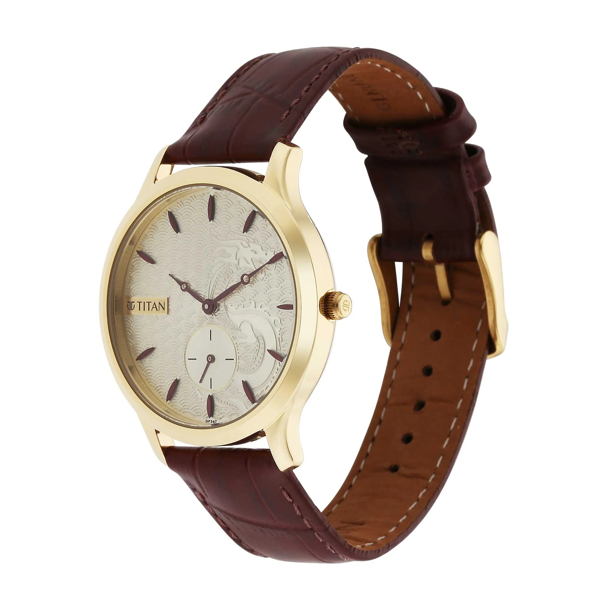 Titan Tet Light Champange Dial Analog Leather Strap Watch for Men - Image 4
