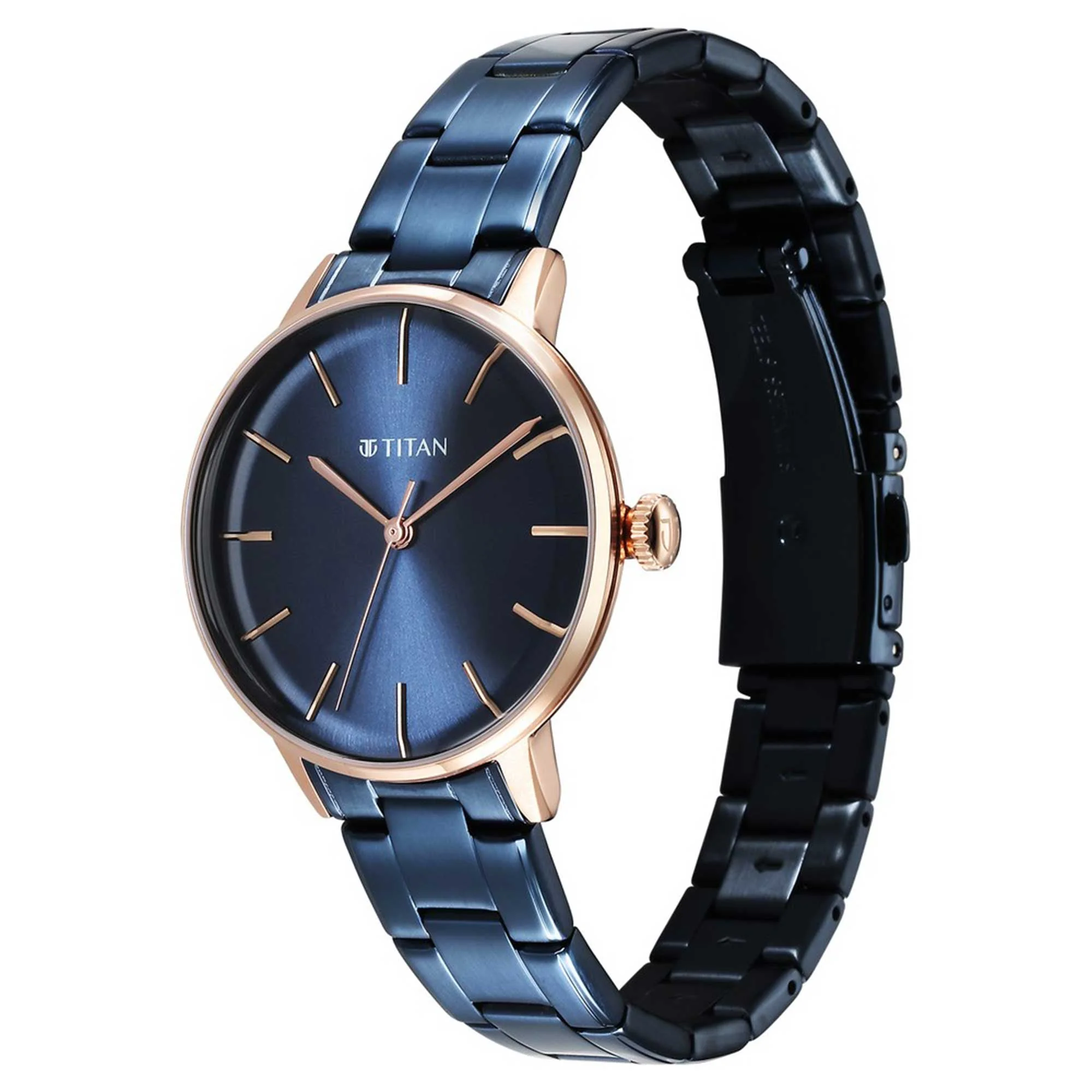 Titan TGIF Quartz Analog Blue Dial Blue Stainless Steel Strap Watch for Women - Image 4
